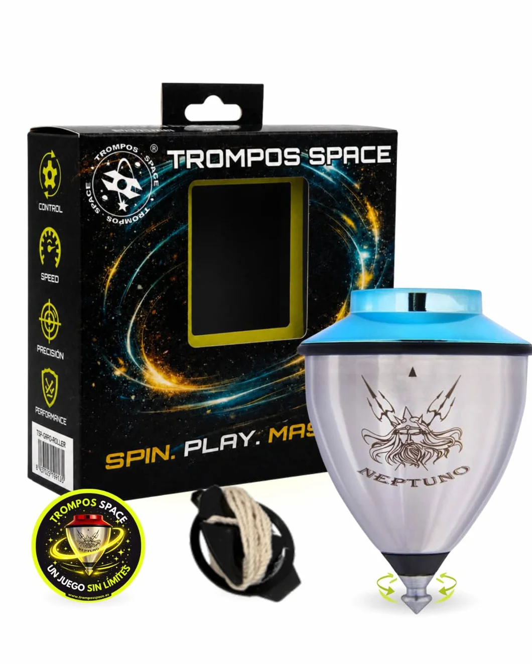 TROMPOS SPACE Gerardo Montero i Javi De Maria Neptun Roller niebieski + lina prezent, kolor, średni (NRACUER), 1 sztuka