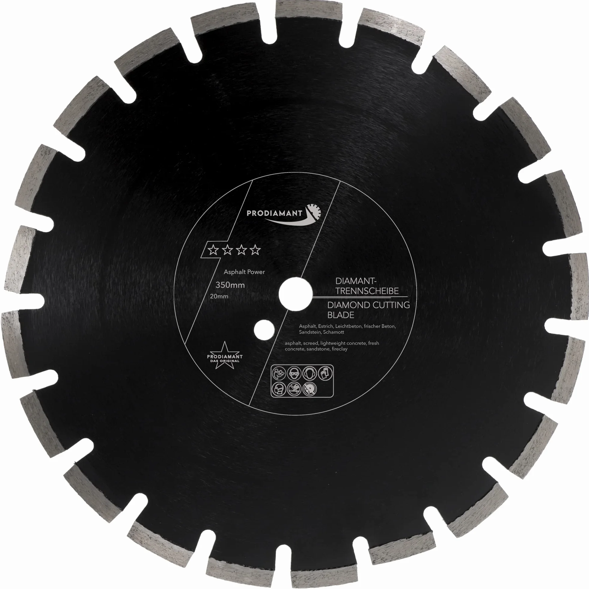 PRODIAMANT Tarcza diamentowa 350 mm x 20 mm ścierna do dróg, asfaltu, jastrychu, lekkiego betonu, świeżego betonu, piaskowca i szamotu