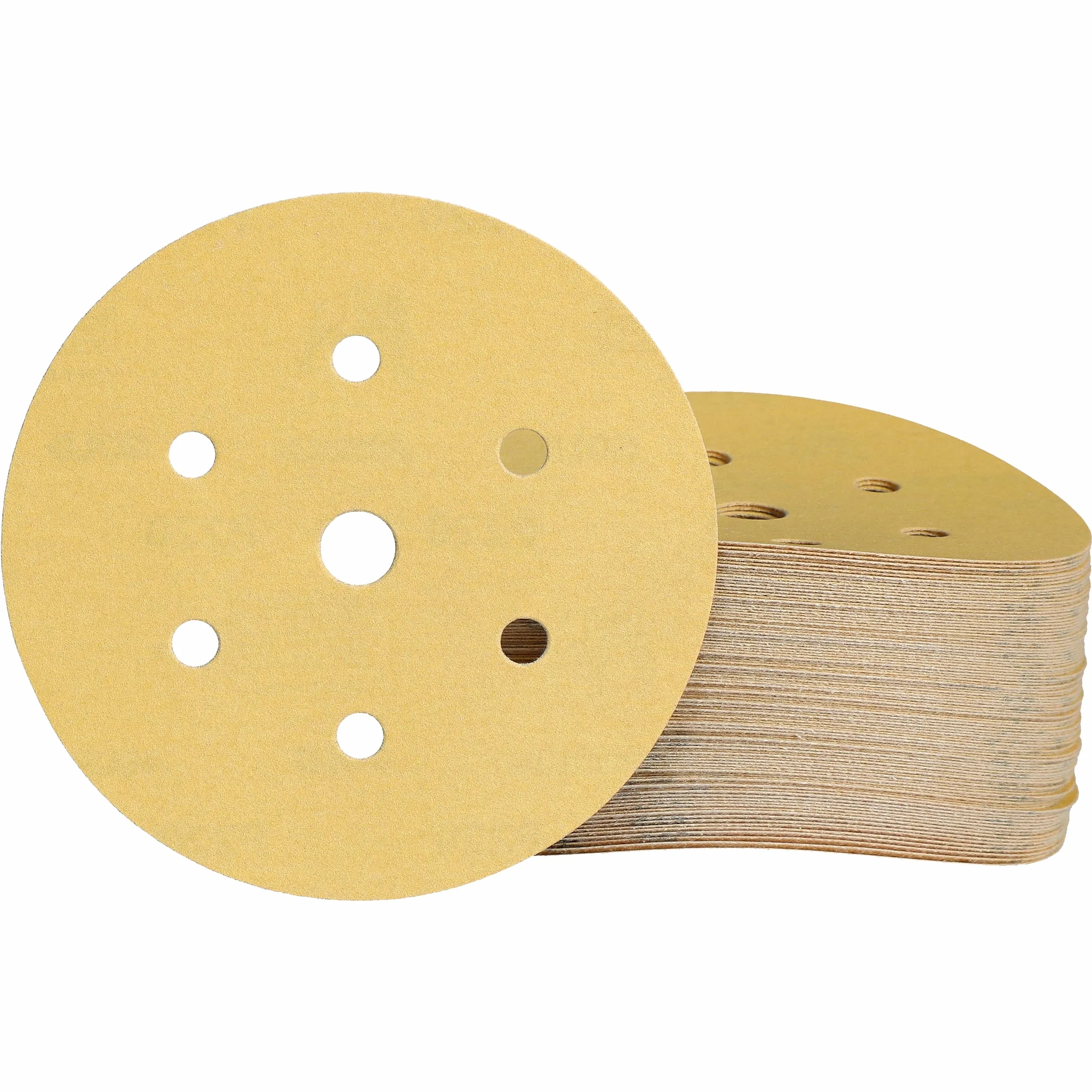 Mirka Gold uniwersalne krążki ścierne z papieru ściernego Ø 150mm / rzep / 7 otworów / P220 / 100 szt/Do szlifowania tynku, szpachli, płyt wiórowych, drewna, lakierów.