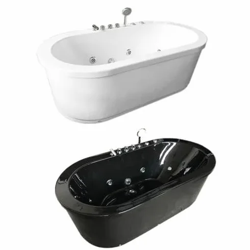 Łazienka Włochy Wolnostojąca wanna z hydromasażem 185x95 10 dyszy biały lub czarny I