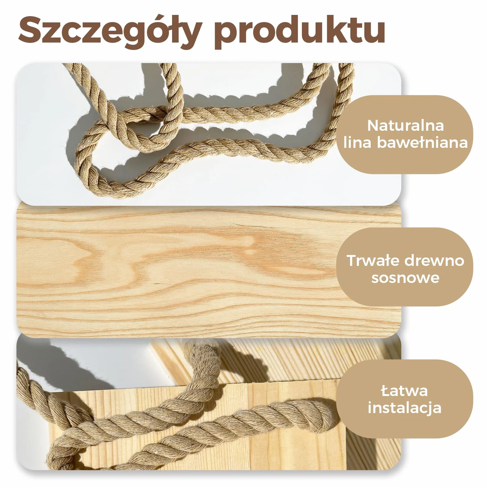 Bamworld Wiszące półki na rośliny do okna Drewniana półka ścienna na kwiaty