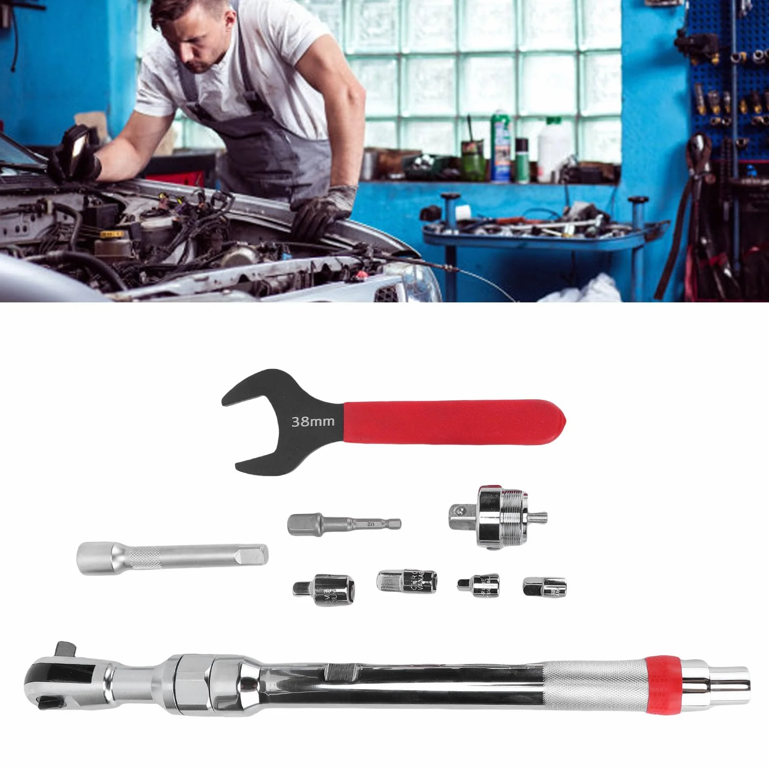 Generic 1/2 „Wpływ na Klucz Przedłużenia Przesunięcia, 2-w-1 Manualne/elektryczne Przedłużanie Uderzenia Wąskie Przestrzenie, z Adapterami 3/8" i 1/4 "