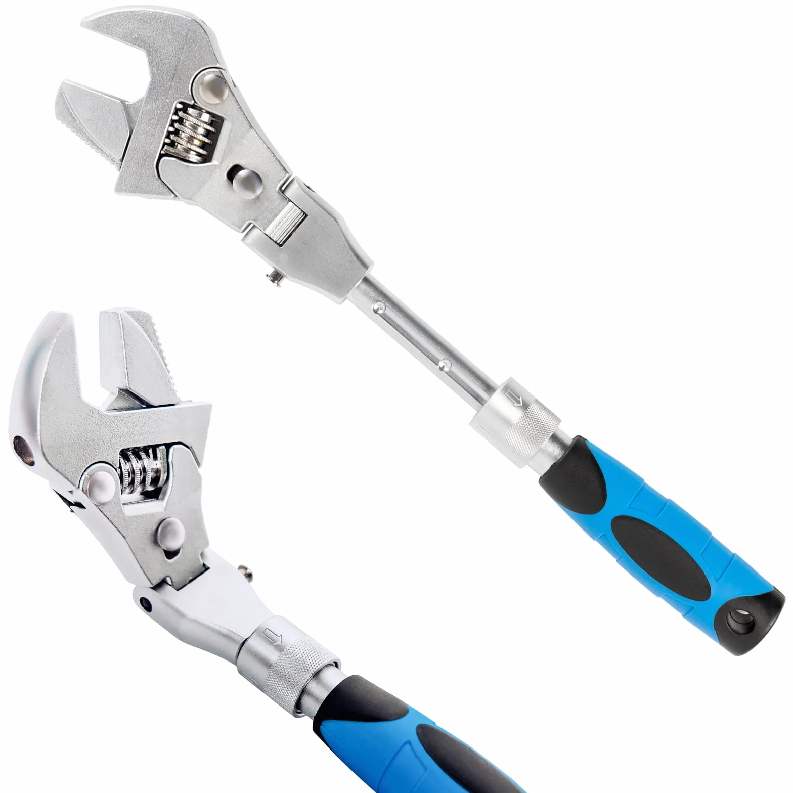 Flexhead klucz nastawny 25 cm do 30 cm chowany klucz przedłużający z trzonkiem grzechotkowym, klucz obrotowy 180 stopni