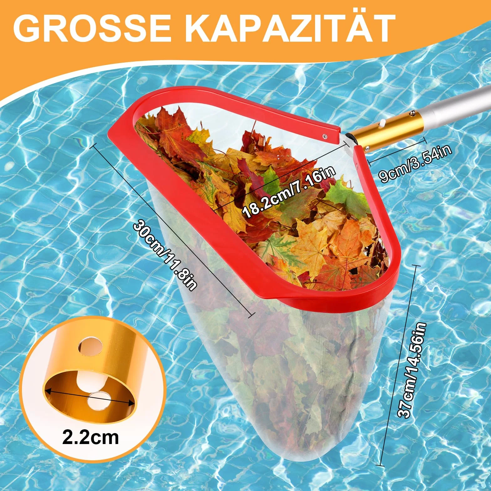 Bestway Podbierak do Basenu Siatka Nylonowa Drobne Oczka Czerwony