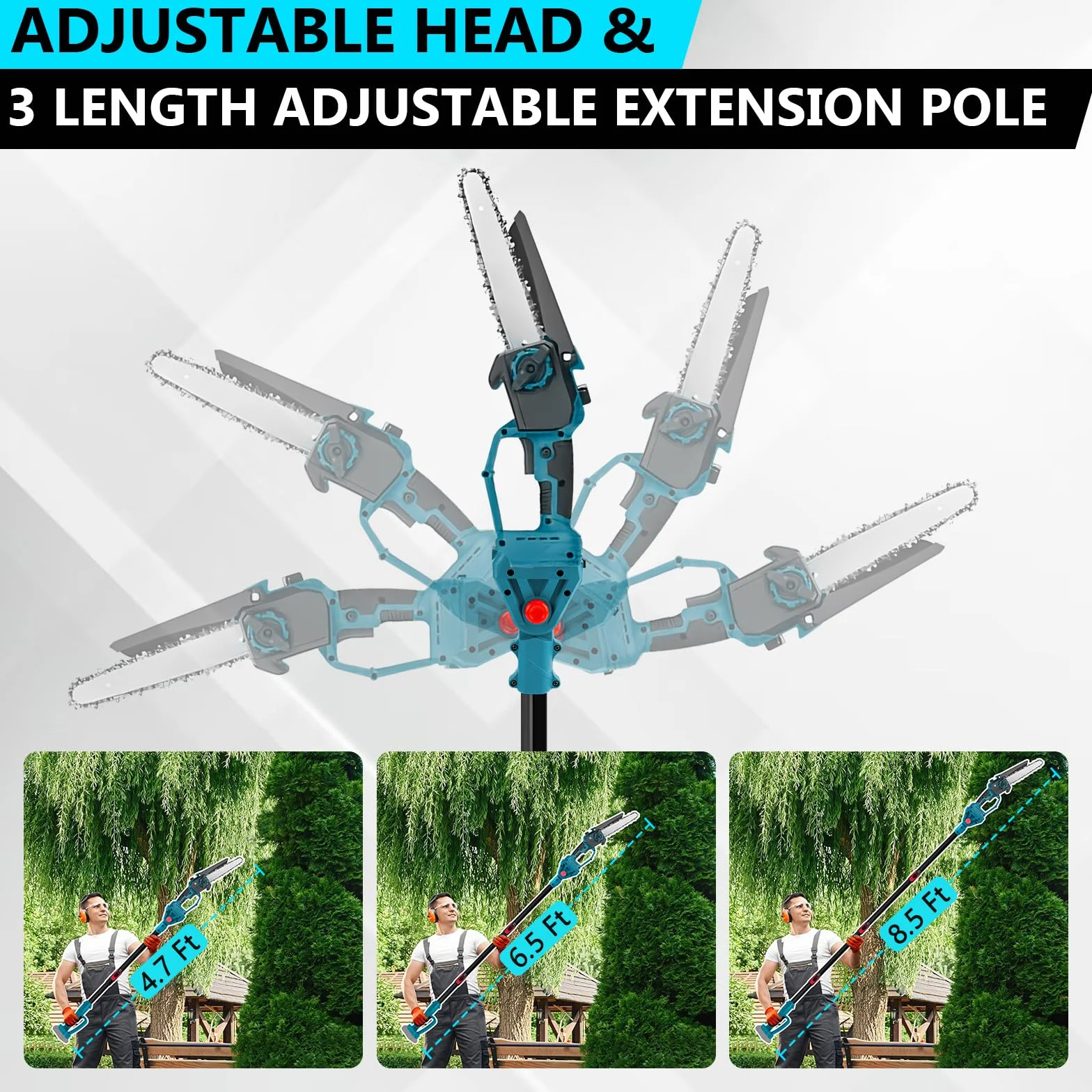Makita 18V 6-calowa bezszczotkowa piła do gałęzi 2 w 1 z teleskopowym uchwytem
