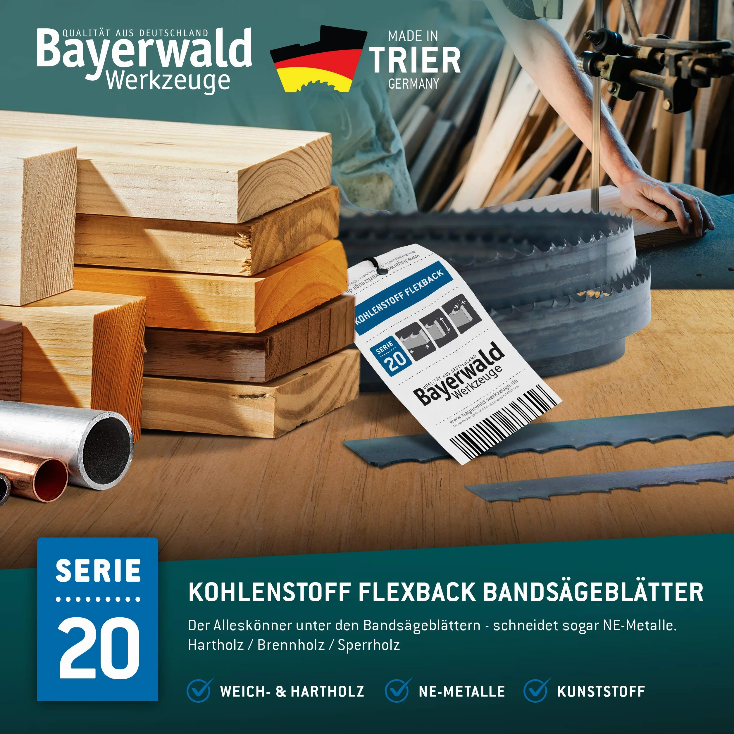 Bayerwald brzeszczot do piły taśmowej ze stali narzędziowej – 1712 x 13 x 0,36 x 6 / drewno, metale nieżelazne, tworzywo sztuczne, cienkie blachy/taśma do piły pasuje do Metabo. Elektra Beckum i wielu