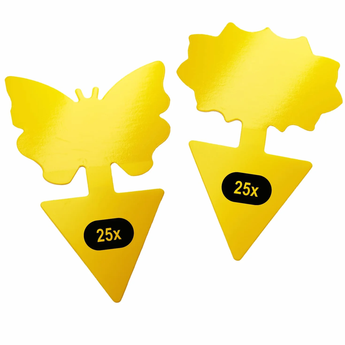 com-four® 50 zóltych pulapek na ziemiórki, muchy i mszyce – nietoksyczne pulapki klejowe do roslin – ksztalt kwiat i motyl (50 pulapki na muchy zólte)
