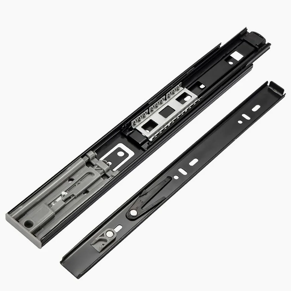 Metalowe prowadnice do szuflad, Prowadnice do szuflad z łożyskami kulkowymi, pełny wysuw, montaż boczny, 45 kg, srebrno-czarne, 8-22 cale, opakowanie 2 szt.(Black,450mm/18in)