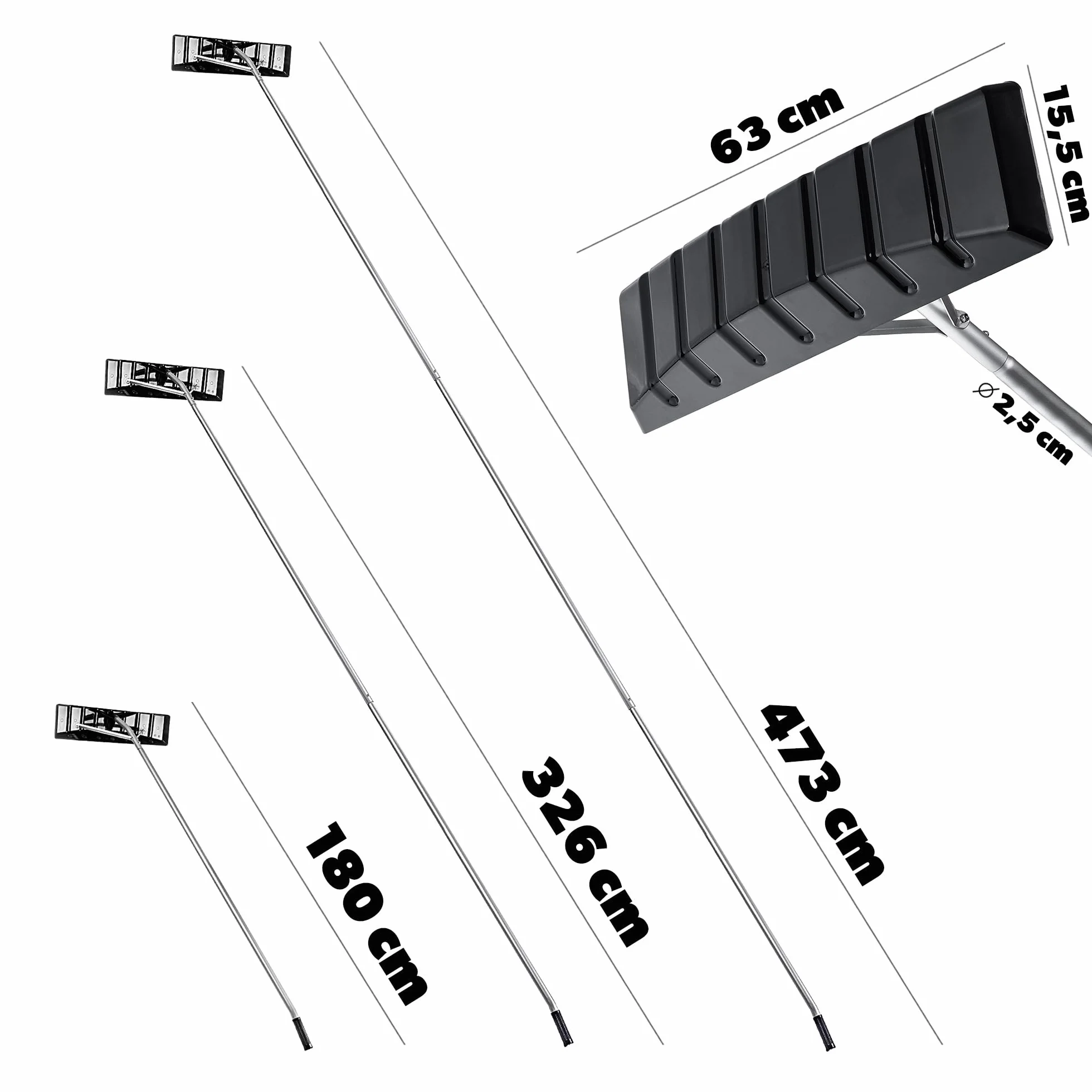 KADAX Odśnieżarka dachowa teleskopowa aluminiowa 180-473 cm