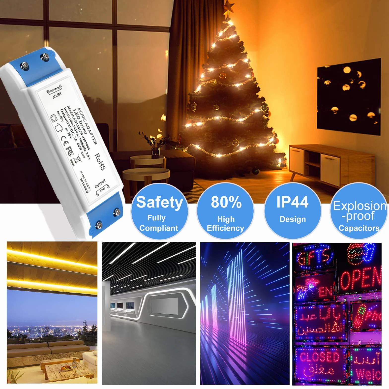 Sterownik LED 12 V 60 W 5 A zasilacz LED, transformator 240 V AC do 12 V DC, napęd LED o stałym napięciu, transformatory LED niskiego napięcia do taśm LED, lamp szafkowych i żarówek LED G4, MR11, MR16