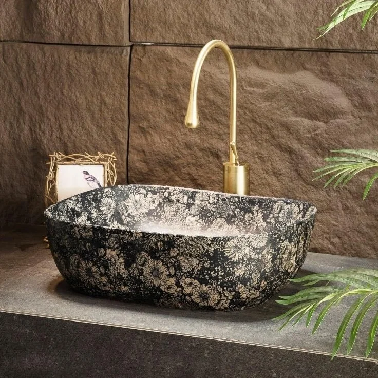 zlew nablatowy Ceramiczna umywalka łazienkowa, 48 * 39 * 14 cm, nablatowa, porcelanowa, nablatowa (pojedyncza umywalka)