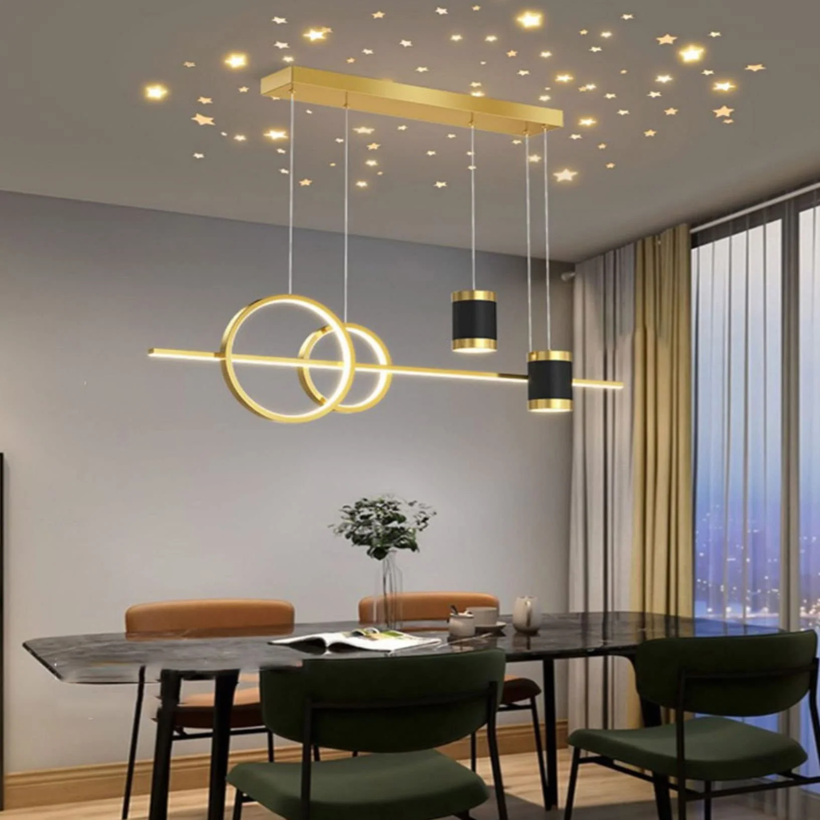 Jadalnia lampa wisząca LED do ściemniania, nowoczesna lampa sufitowa LED do salonu żyrandole z pilotem LED Nowoczesna lampa sufitowa do salonu, sypialni, kuchni, kawiarni, baru, oświetlenia sufitowego