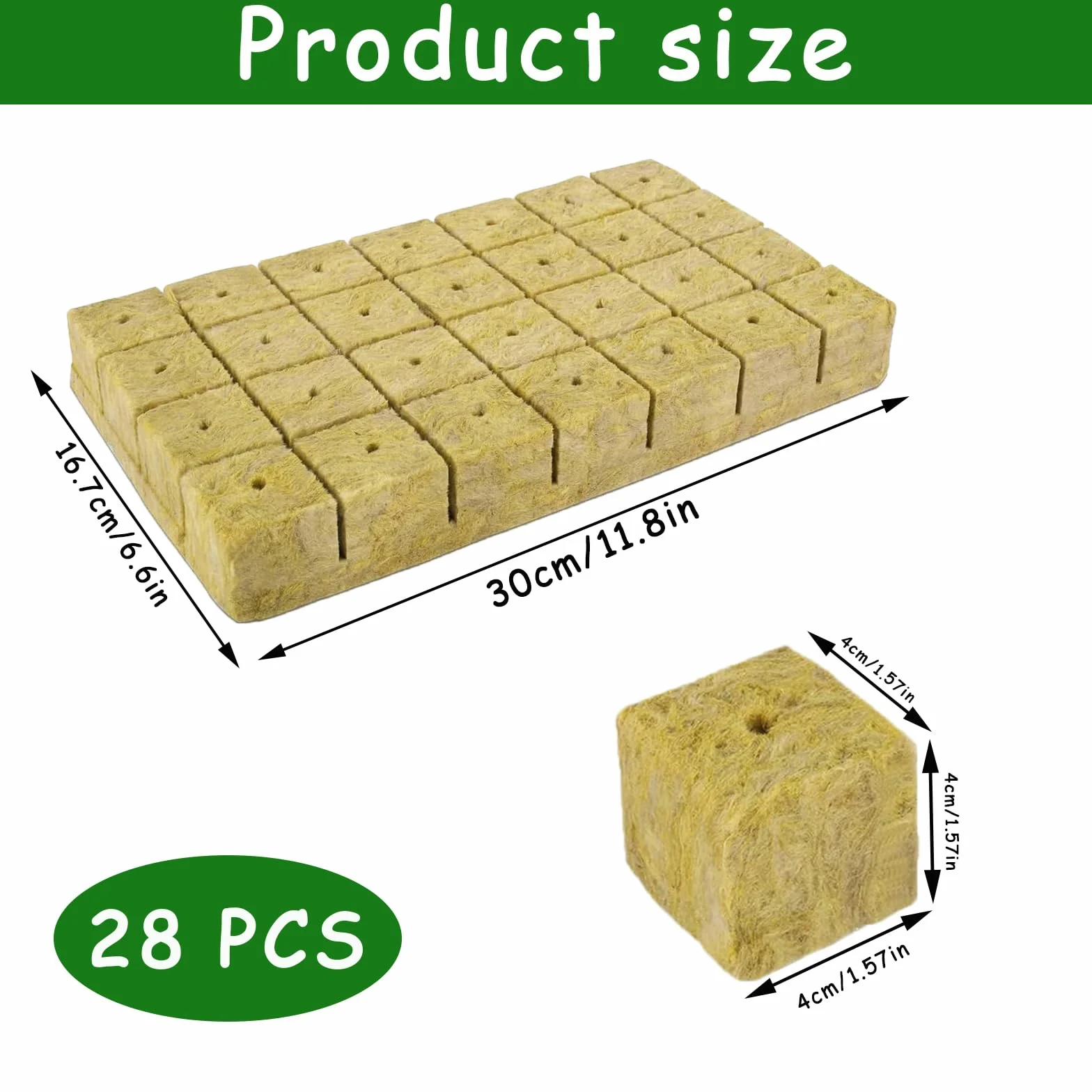 Wełna kamienna do uprawy hydroponiki, mata 28 sztuk (4x4x4 cm)