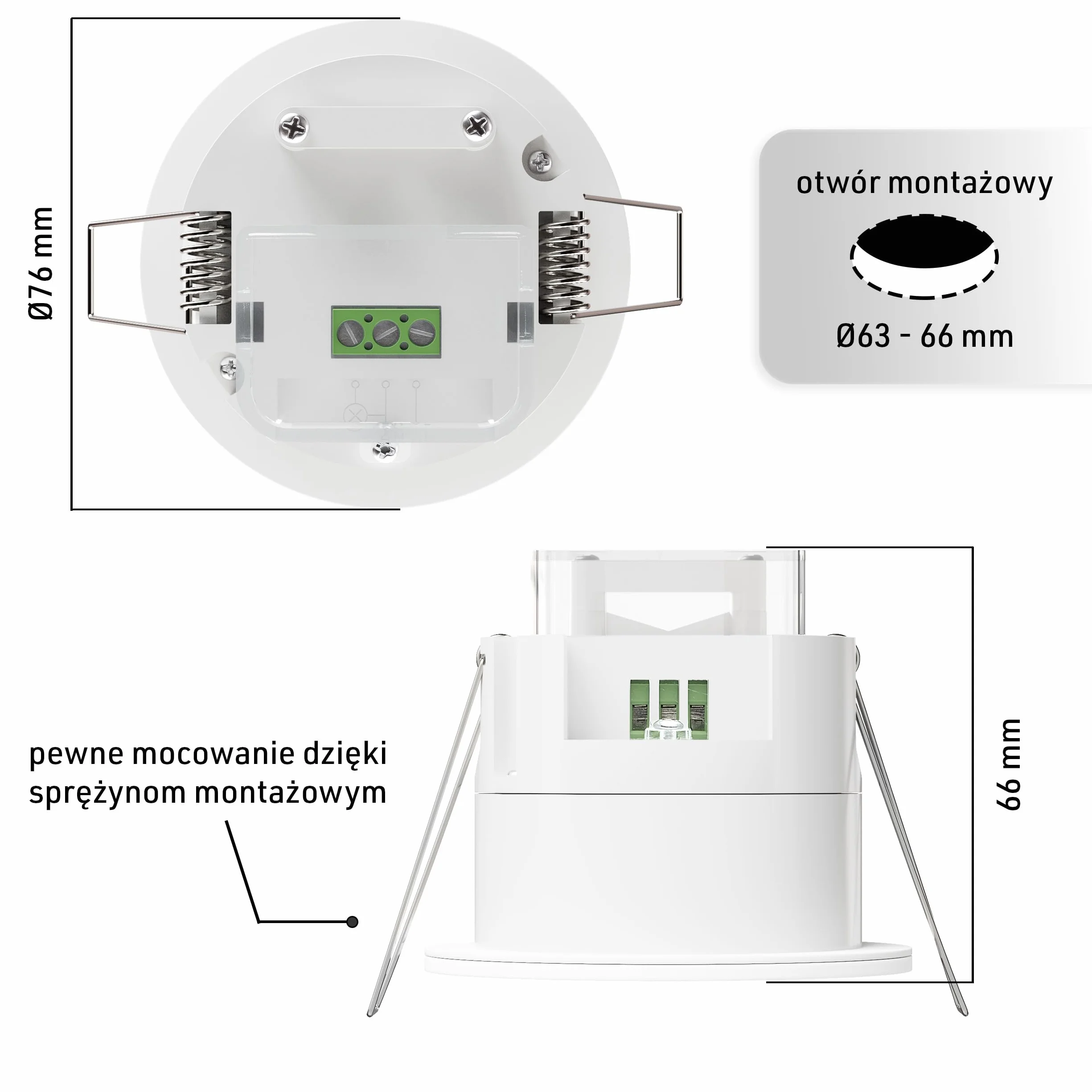 Oktaplex Noa zestaw 2 czujników obecności 24 GHz, 360 stopni, IP65, czujnik ruchu, 6 m, czujnik obecności, nadaje się do łazienki, podtynkowy, płaski, biały, 230 V