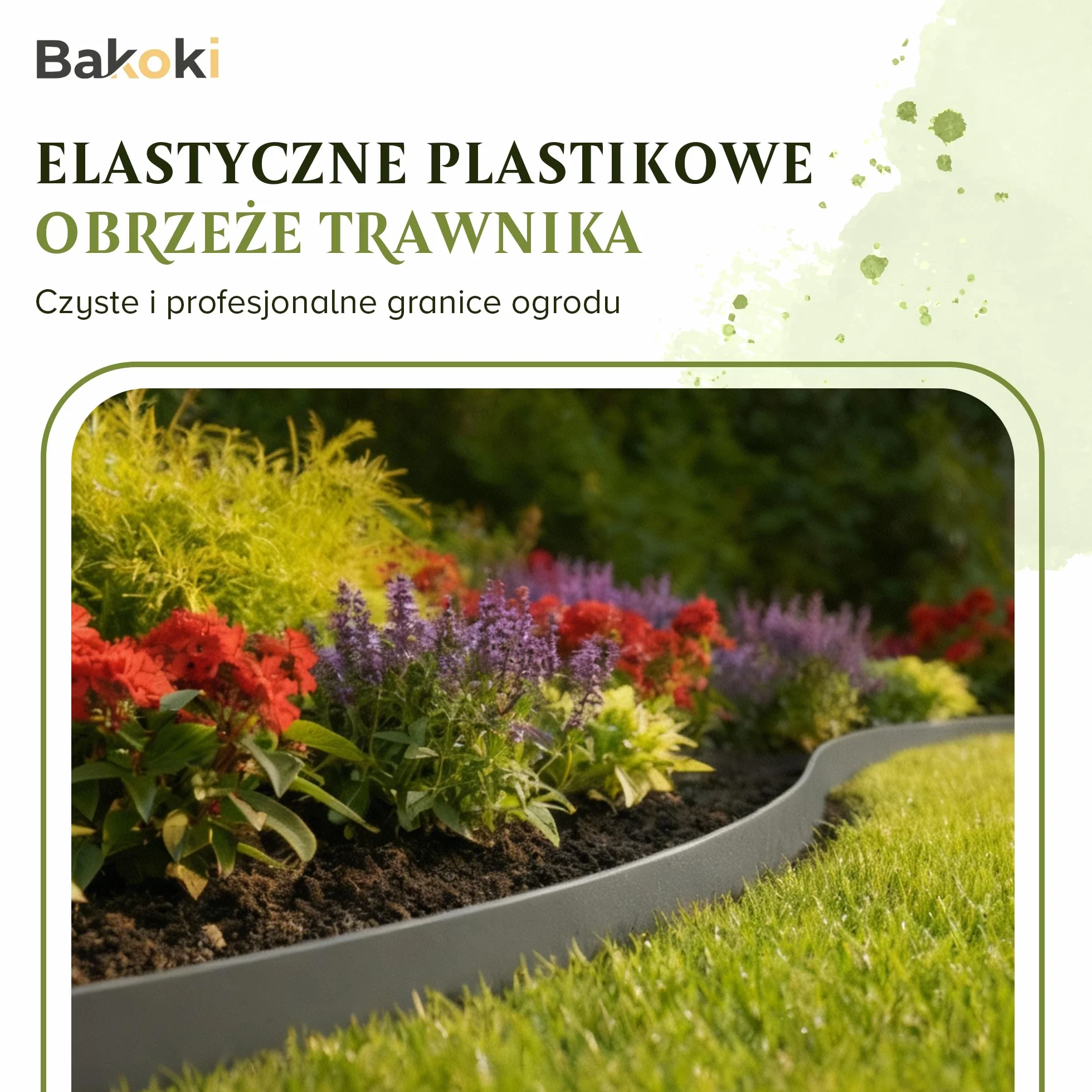 Elastyczne obrzeże trawnika (10 m | 40 kotw gruntowych | 8 cm wysokości), szare, tworzywo sztuczne, odporne na warunki atmosferyczne, obramowanie rabatki kwiatowej, krawędź koszenia