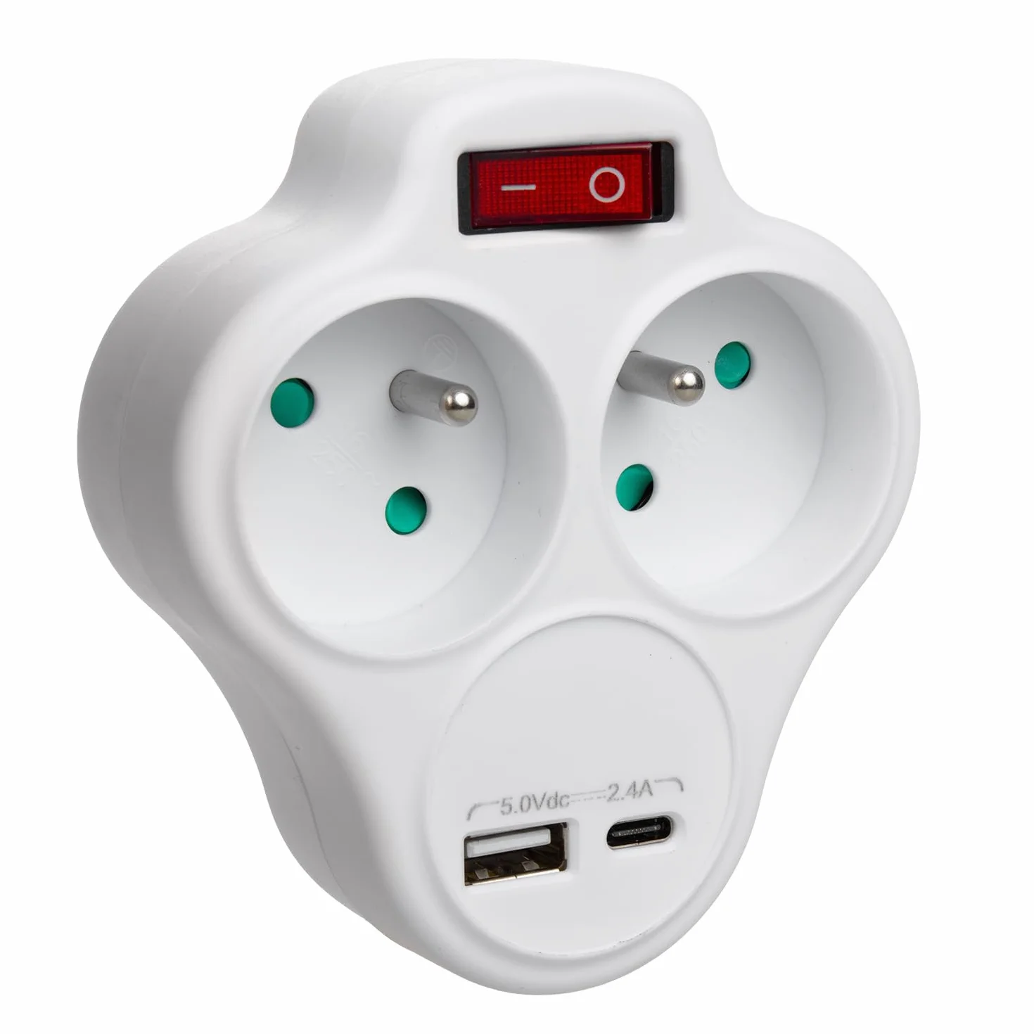 Gniazdko prądowe Maclean, rozgałęźnik z 2 gniazdami i USB A/C 2.4A, typu E, 2x16A, MCE336 E