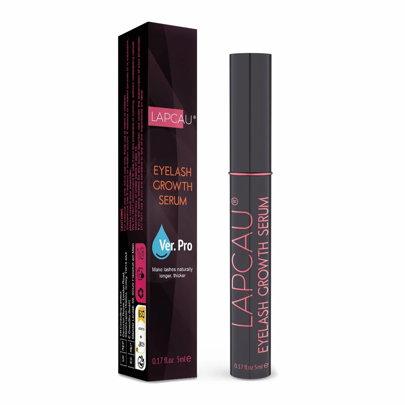 Serum do rzęs 5 ml – Long Lashes serum do wzrostu rzęs, bez hormonów, dla dłuższych i pełniejszych rzęs, serum bez hormonów