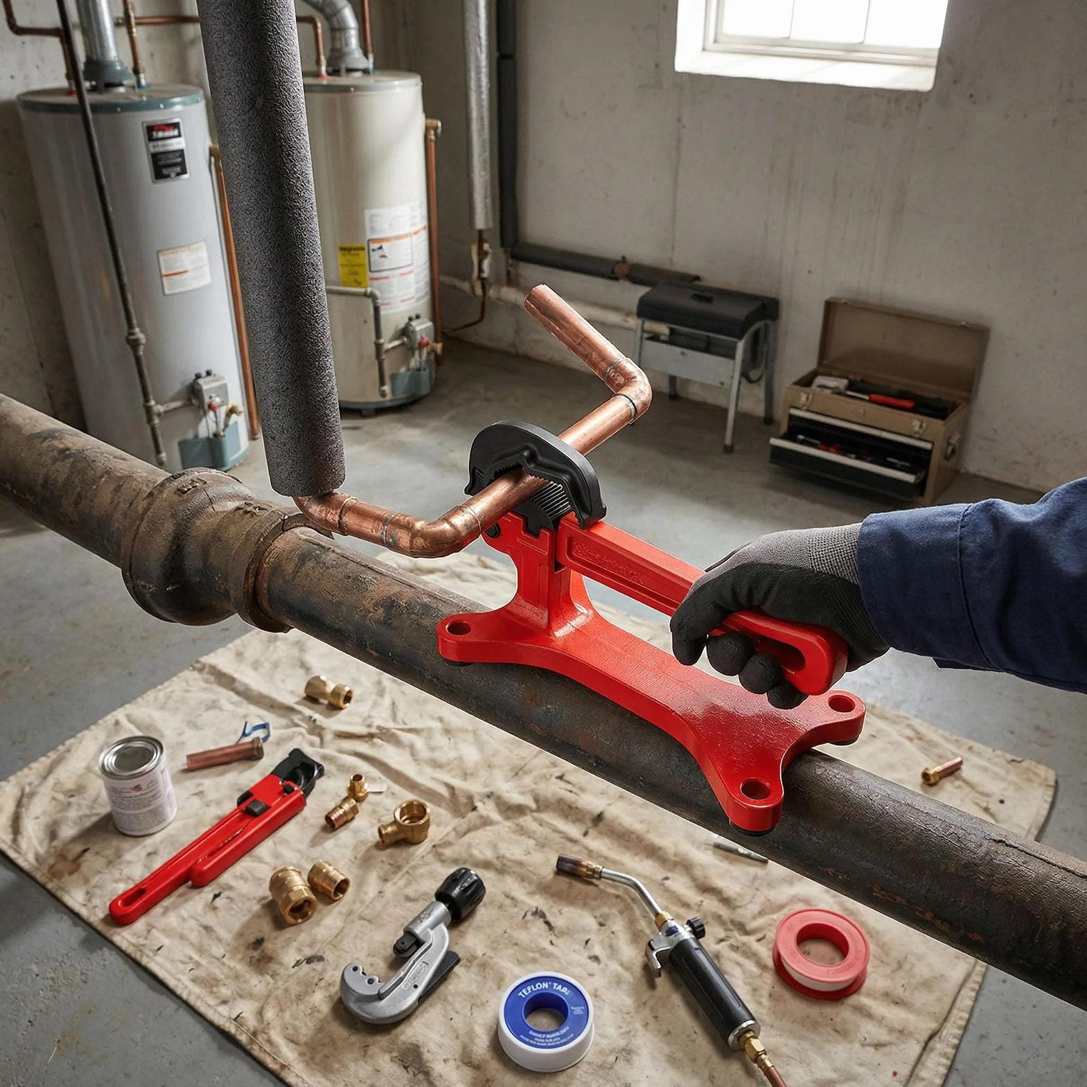 Ausla Przenośny Magnetyczny Klucz Do Rur, Imadło Do Rur Stalowych z Regulowanym Uchwytem i podstawą magnetyczną, Obsługa jedną ręką Naprawy Instalacji Hydraulicznych Projekty DIY Użytku na Stole