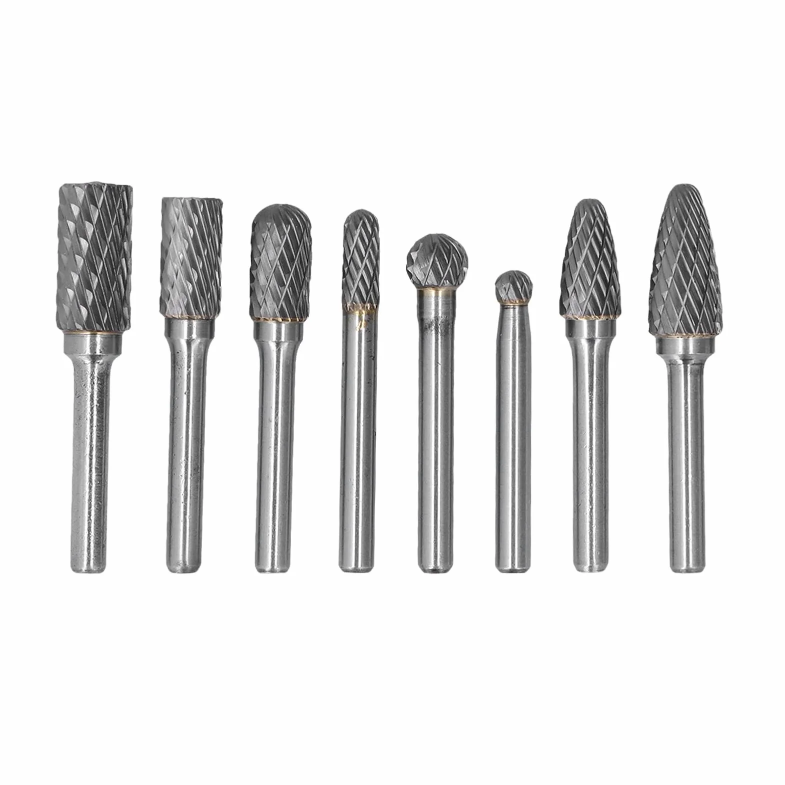 Zestaw pilników obrotowych z węglika wolframu. Rzeźba w drewnie. Obróbka metalu. 8 szt. Średnica 6 mm