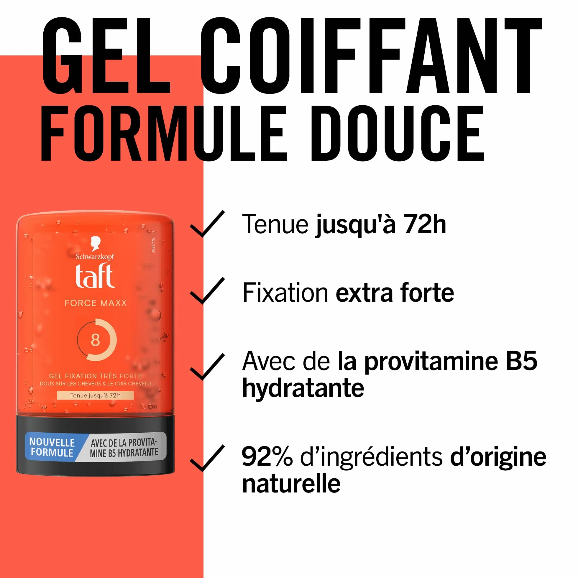 Schwarzkopf - TAFT - Żel do stylizacji - Gel Force Maxx - 72H Utrwalenie - Bardzo mocne mocowanie - Miękkie dla włosów - Długotrwałe - Bez efektu lepkości - Formuła prowitaminowa B5-300 ml