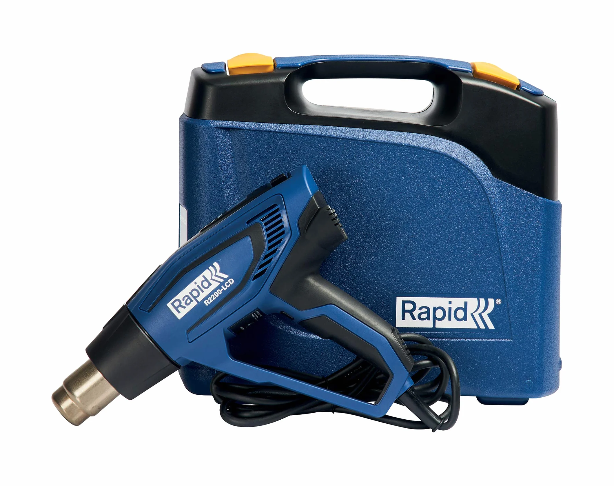 Rapid Pistolet na gorące powietrze R2200-LCD, suszarka na gorące powietrze w walizce, 2200 W, wyświetlacz LCD, 50-650°C, 250-500 l/min
