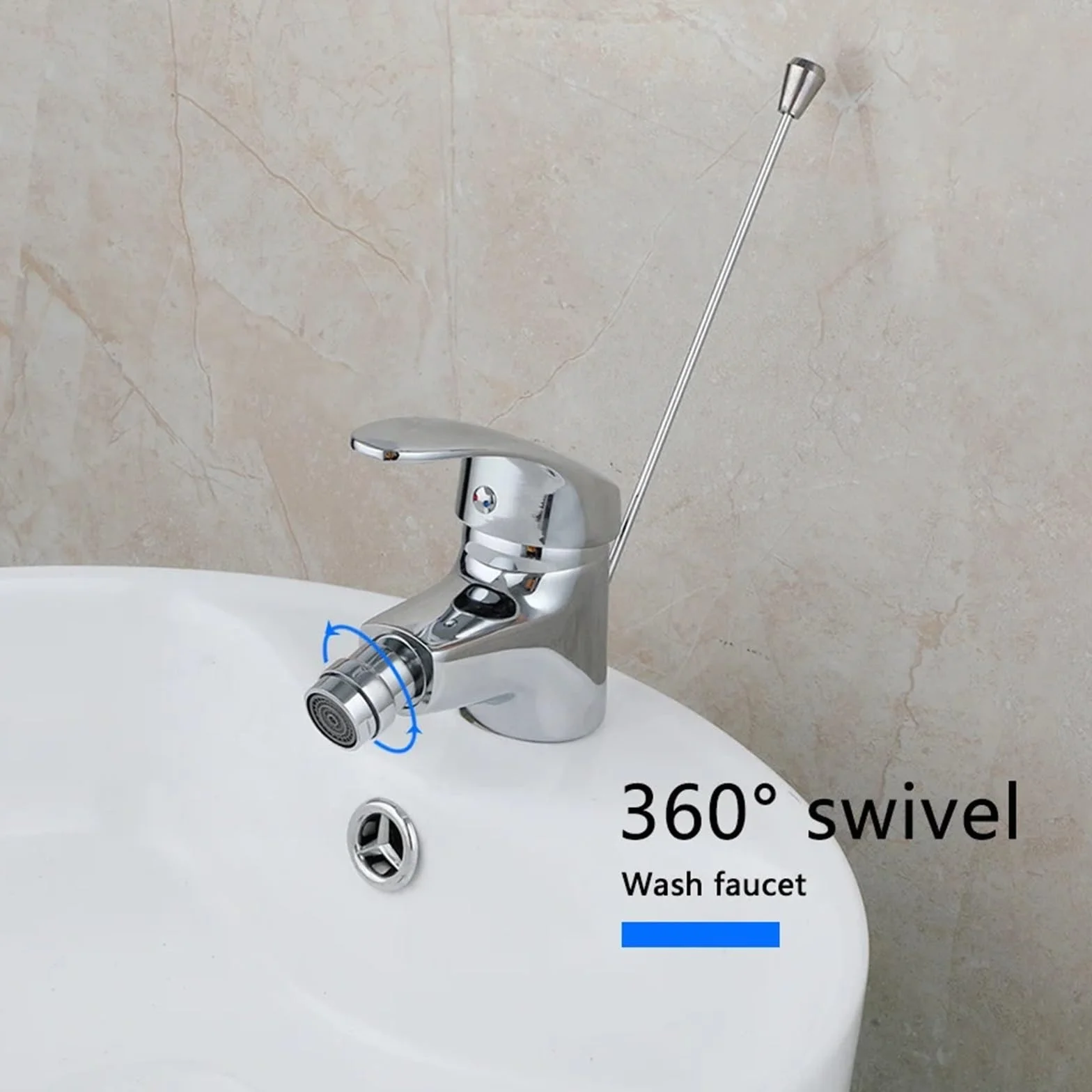 Baterie bidetowe Torneira kobieta bateria łazienkowa + wyskakujący odpływ montowany na blacie chromowany zlew bateria umywalkowa z 360 obrotową wylewką
