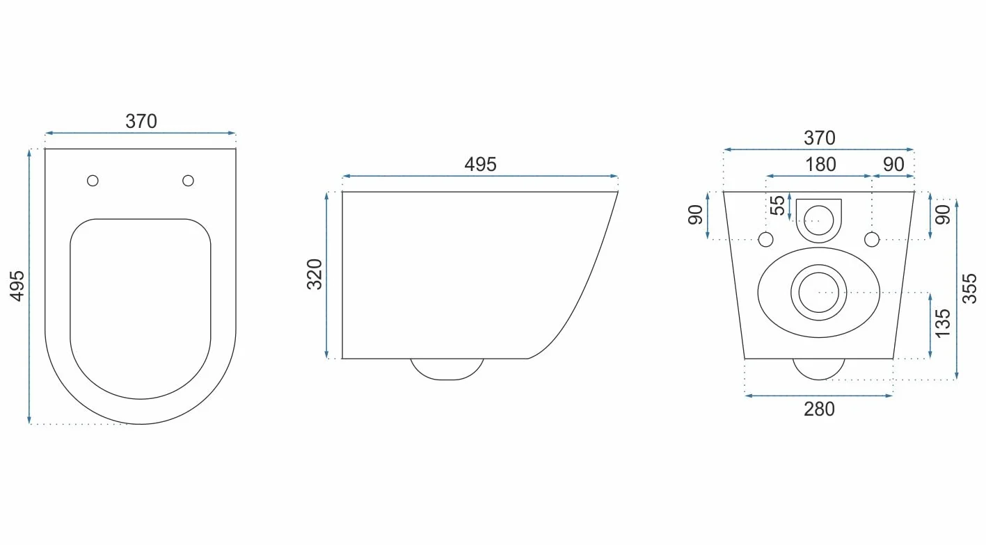 Rea Misa Wc Podwieszana, Carlo Mini Rimless Duroplast/Flat/Zm Biały, 49,5x37x32cm