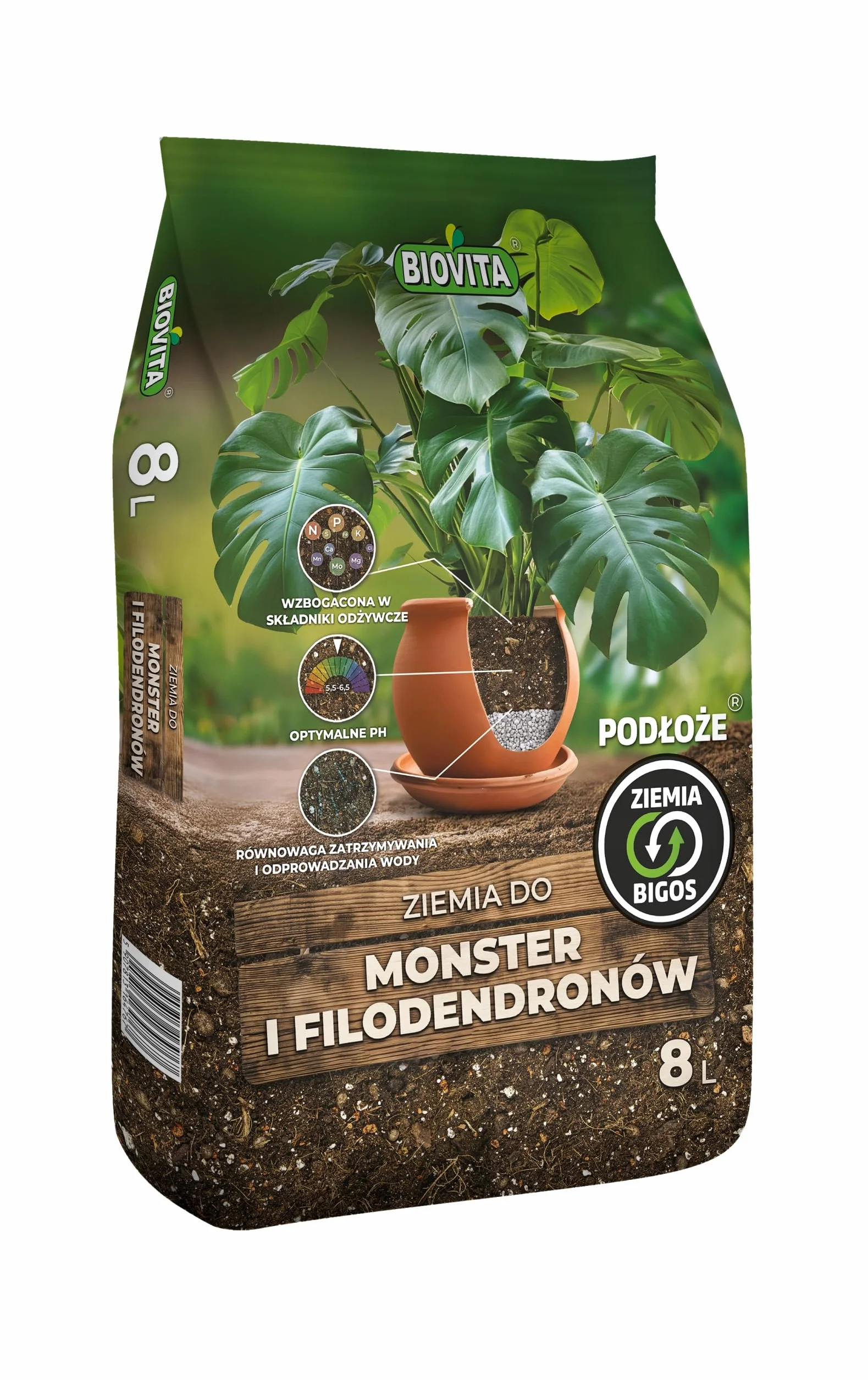 Biovita Substrat 8L dla Monstera i Philodendron – luźna mieszanka z kokosem i perlitu