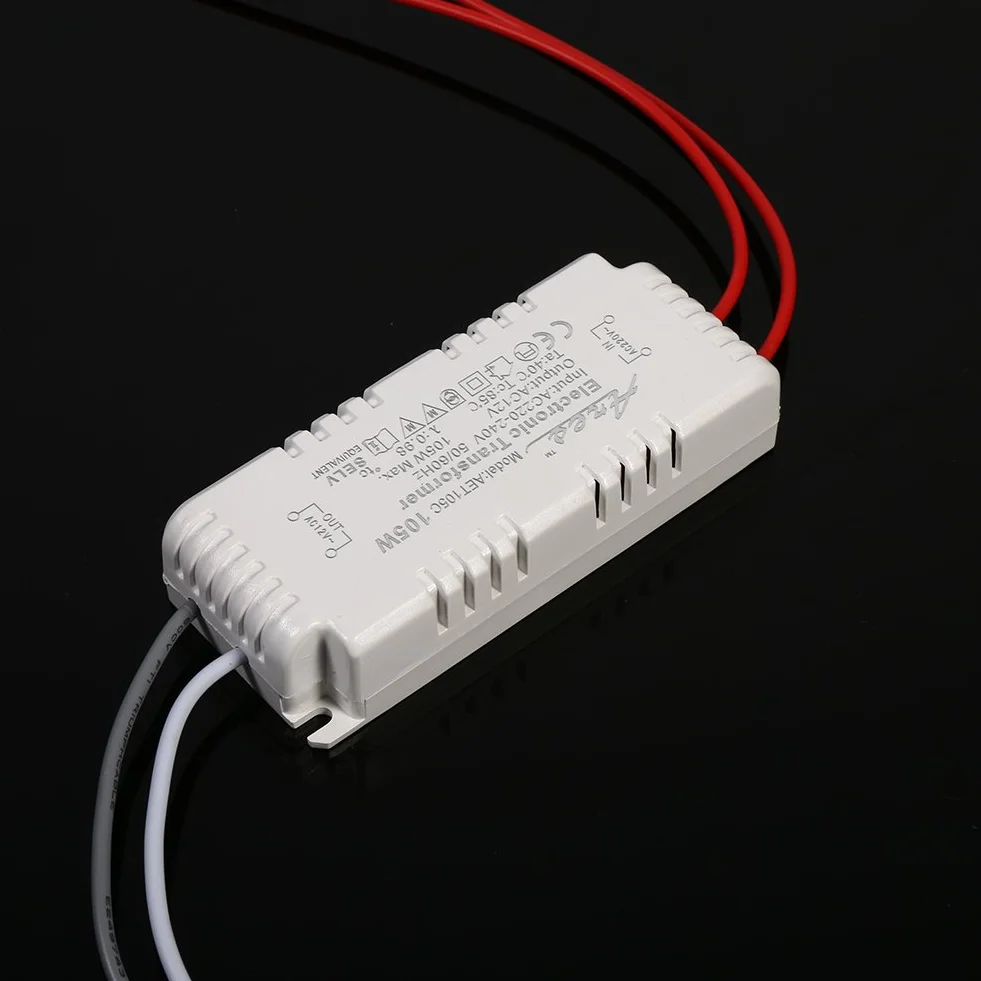 105w Transformator Elektroniczny, Halogenowa Sterownik żarówki Zasilacz Elektroniczny Transformator Konwerter Napięcia Nowy do Ochrony żarówek Niskonapięciowych lub Koralików Lampowych