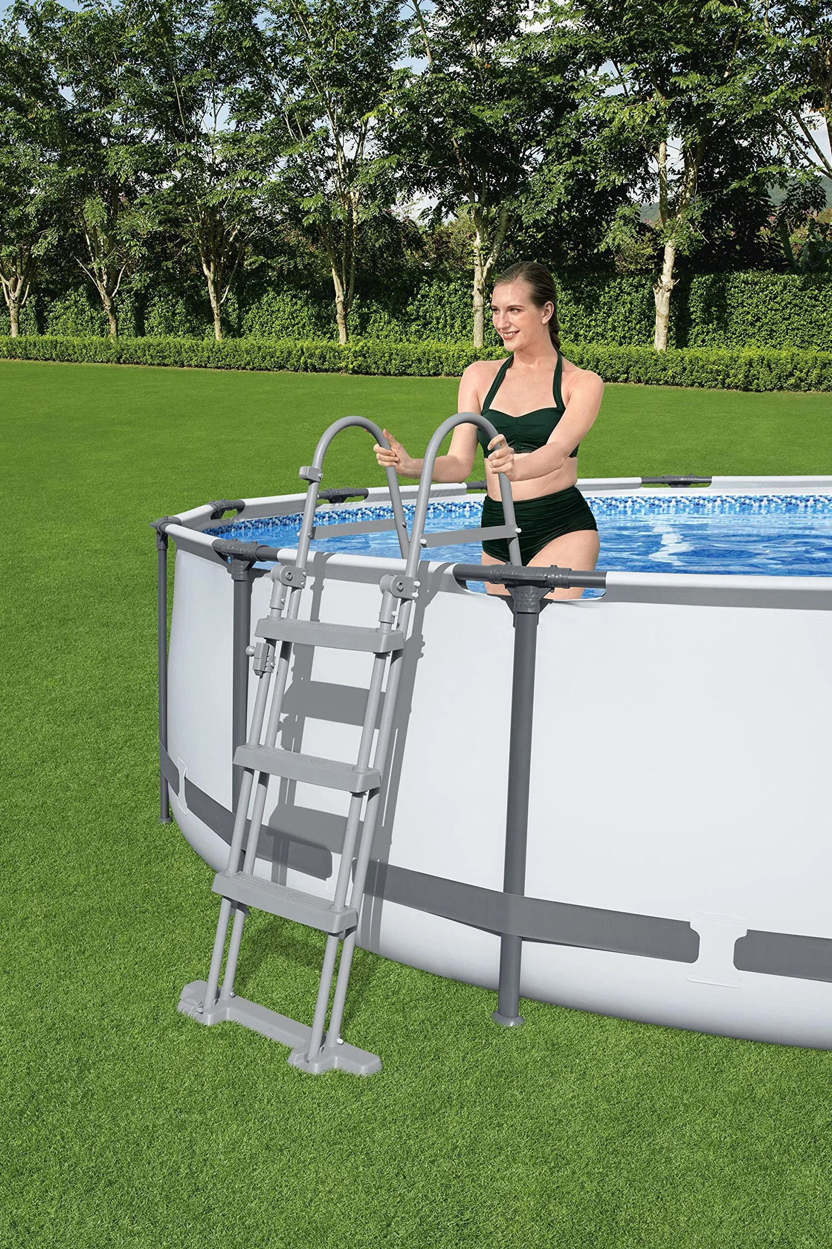 Bestway Drabina basenowa, 106 cm nad ziemią drabina basenowa ze stopniami, łatwy montaż stopni basenowych