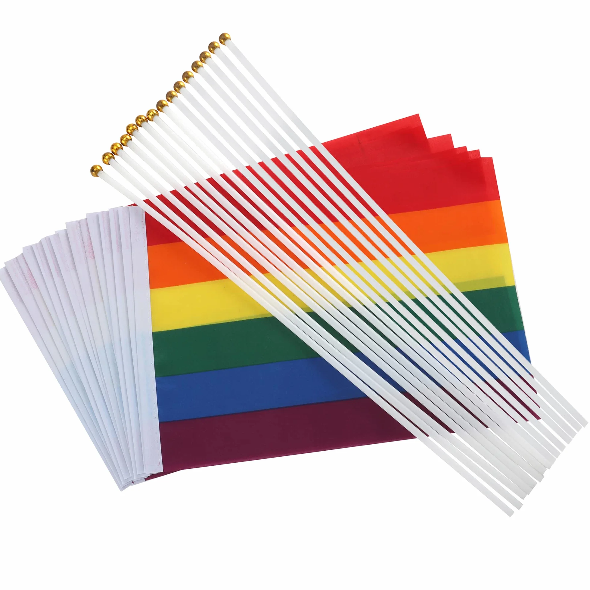 TRIXES Zestaw 15 sztuk tęczowych flag machających LGBTQ+ Pride NHS banery z patyczkami 20x28 cm