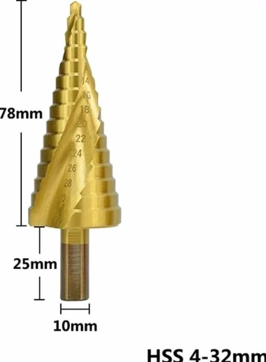 Wiertło stopniowe, wiertła do metalu, wiertło stopniowe z węglika Wiertło do obróbki drewna HSS Wiertło środkowe z rowkiem spiralnym Wiertło rdzeniowe z powłoką tytanową Wiertło rdzeniowe z trzpieniem