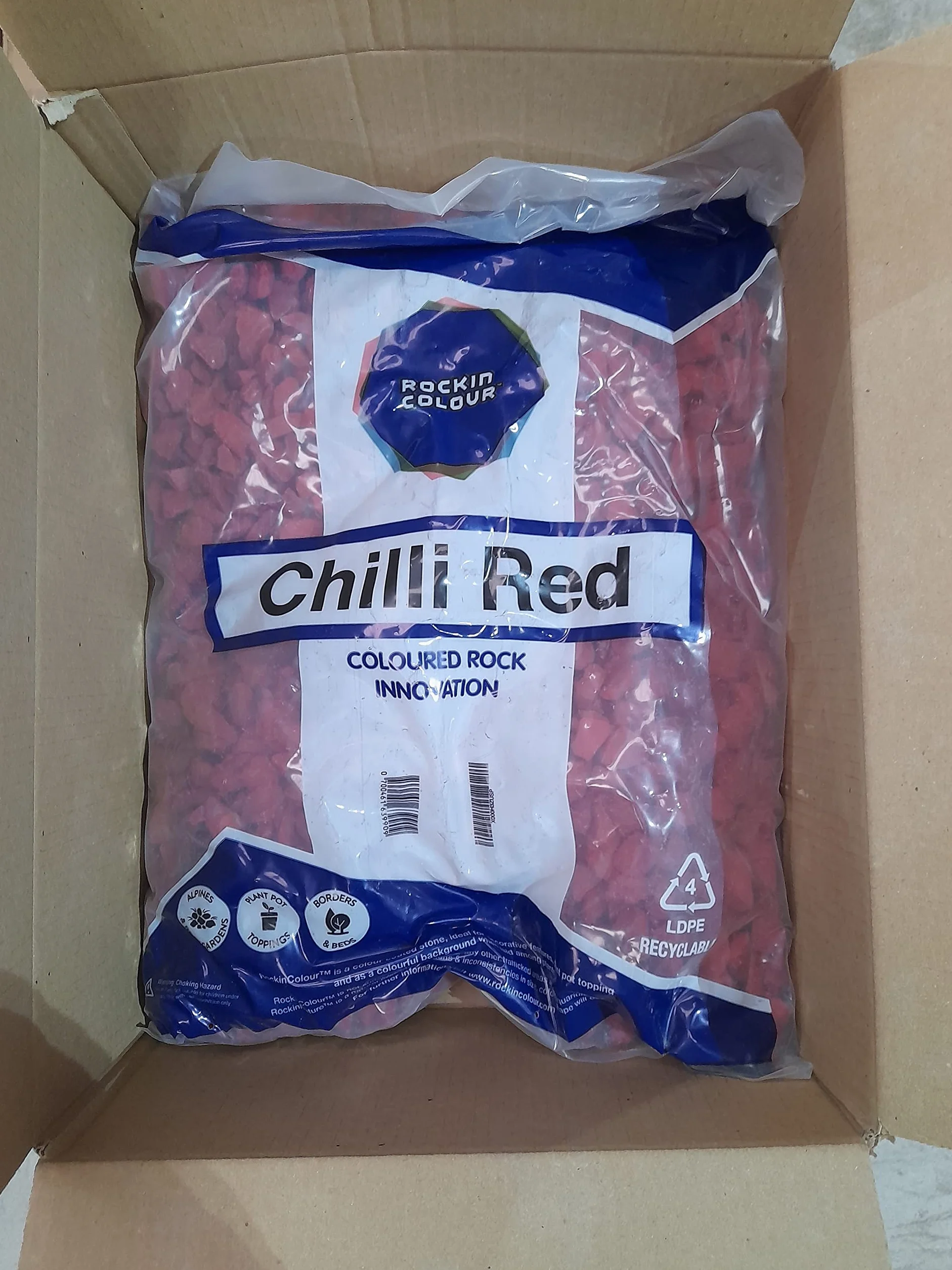 RockinColourTM Chilli czerwony dekoracyjny kamień do ogrodu 14-15 kg