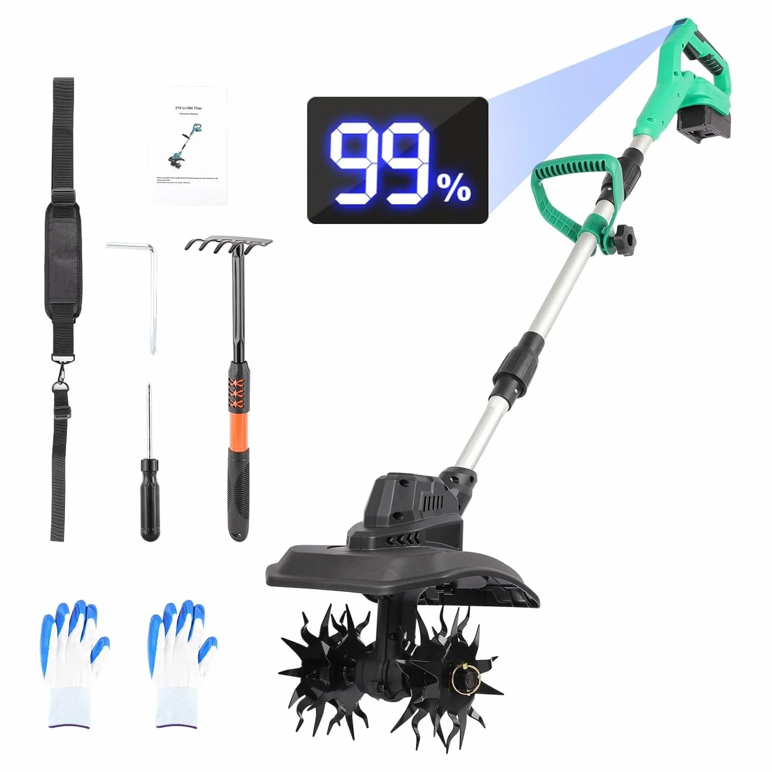 Kultywator bezprzewodowy 500 W 23 cm kompatybilny z akumulatorami Makita 18 V i DeWalt 20 V