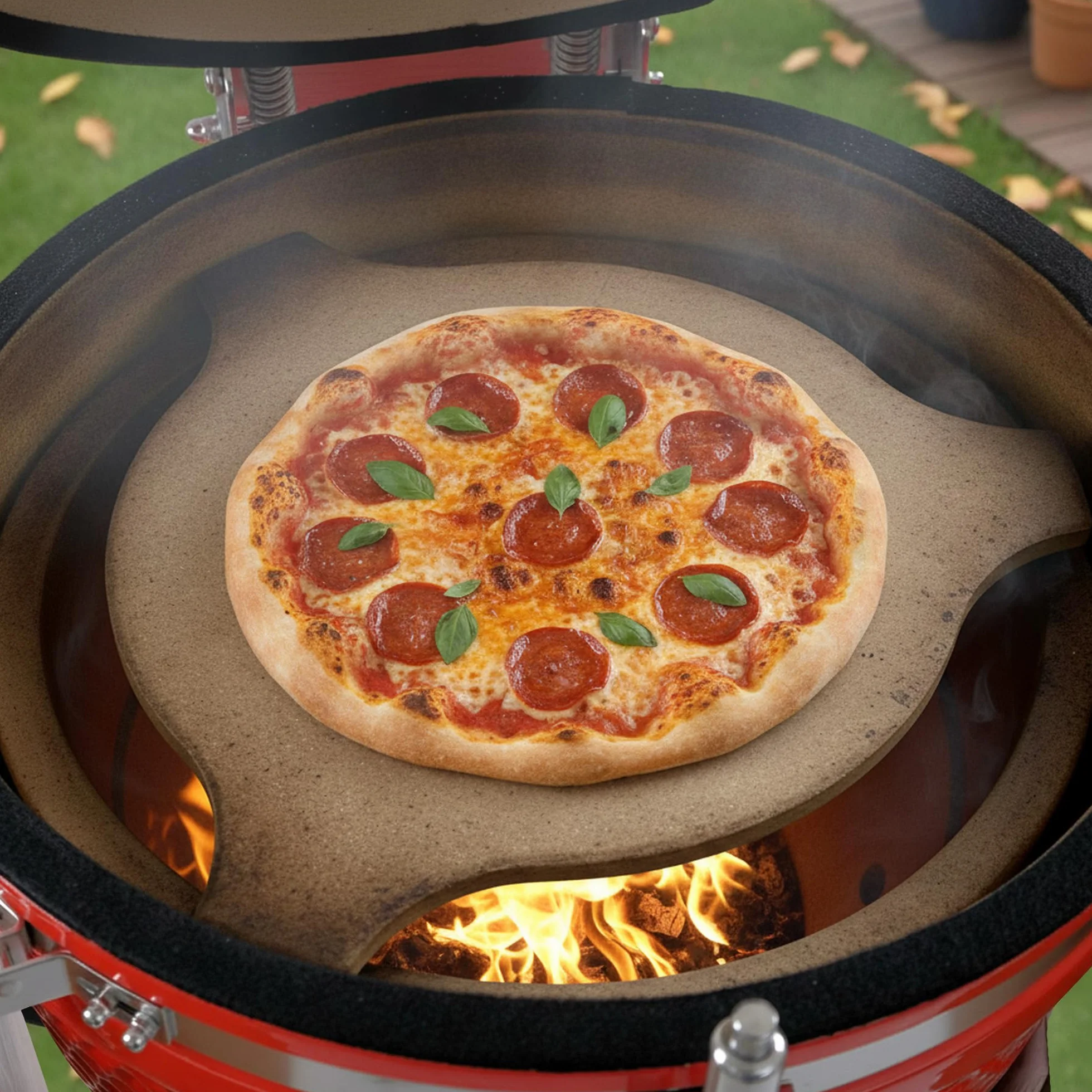 BBQ-Toro Kamień deflektor Ø 36 cm – Ø 46 cm, kamień do pizzy pasuje do grilla ceramicznego Kamado Ø 52 cm, kamień deflektor do niskich temperatur | gotowanie na niskim poziomie i na wolnym powietrzu |