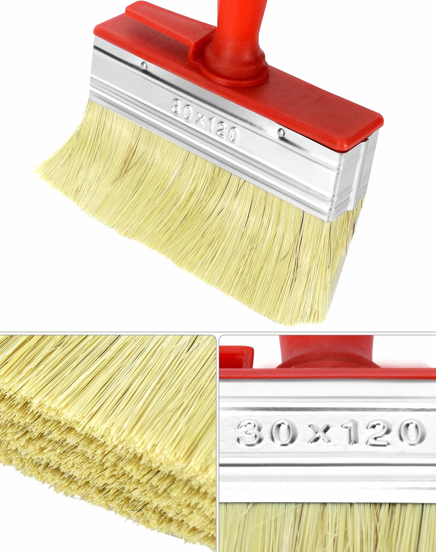 QWORK® 3-częściowy zestaw pędzli, szczotka ścienna, 30 x 120 mm, idealny do malowania na zewnątrz i prac konserwacyjnych