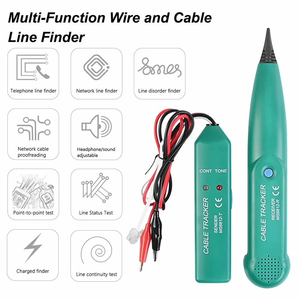 MS6812 Cable Tracker do przełamywania kabli, tester kabli do lokalizowania kabli sieciowych, lokalizator kabli do kabli sieciowych, tracker kabli do przewodów telefonicznych i kabli