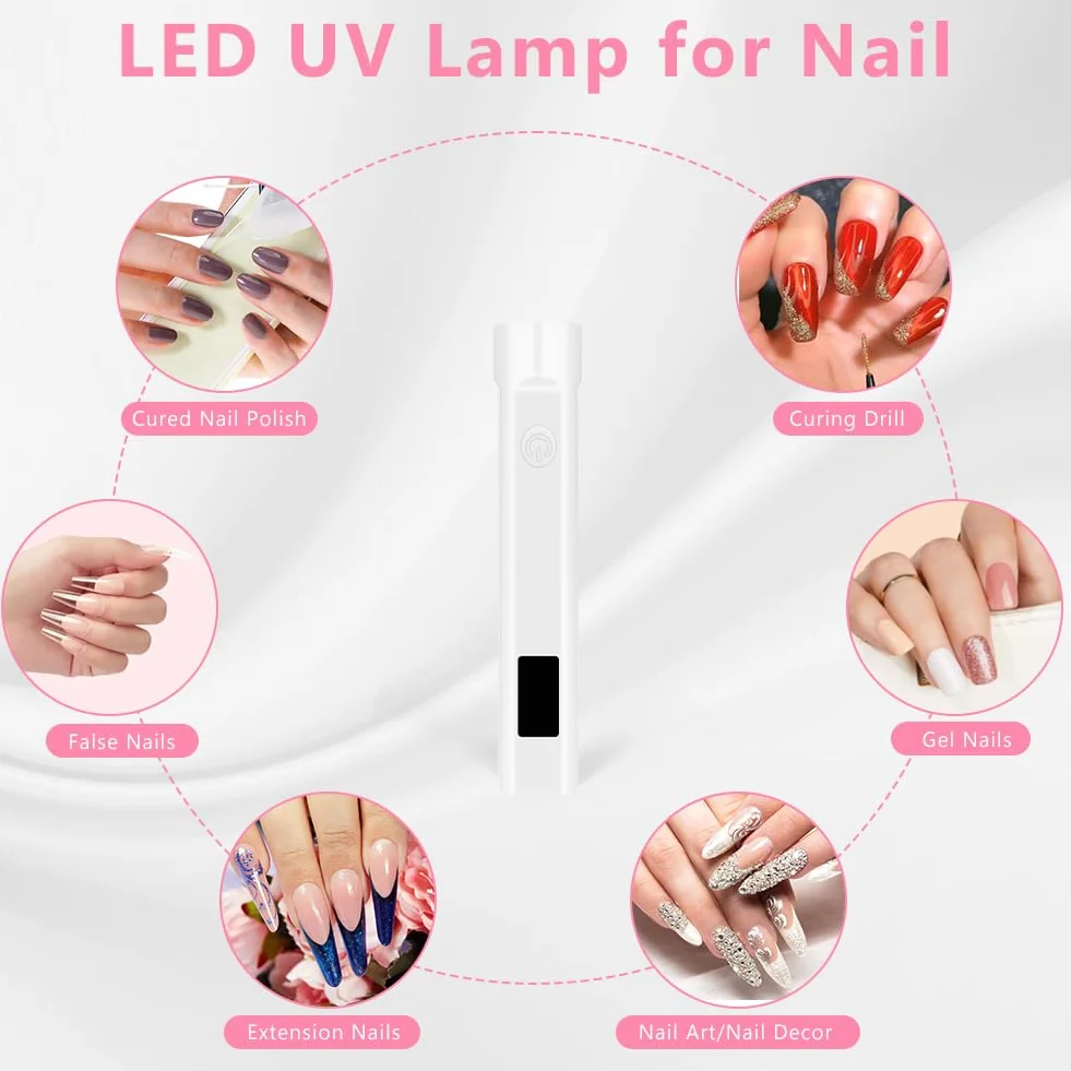 LOPHE przenośna lampa UV do paznokci, mała lampa UV do paznokci żelowych, ładowalna lampa do paznokci USB z ekranem LED i timerem 10s 30s 60s, przenośna latarka LED do paznokci, prezent dla kobiet do