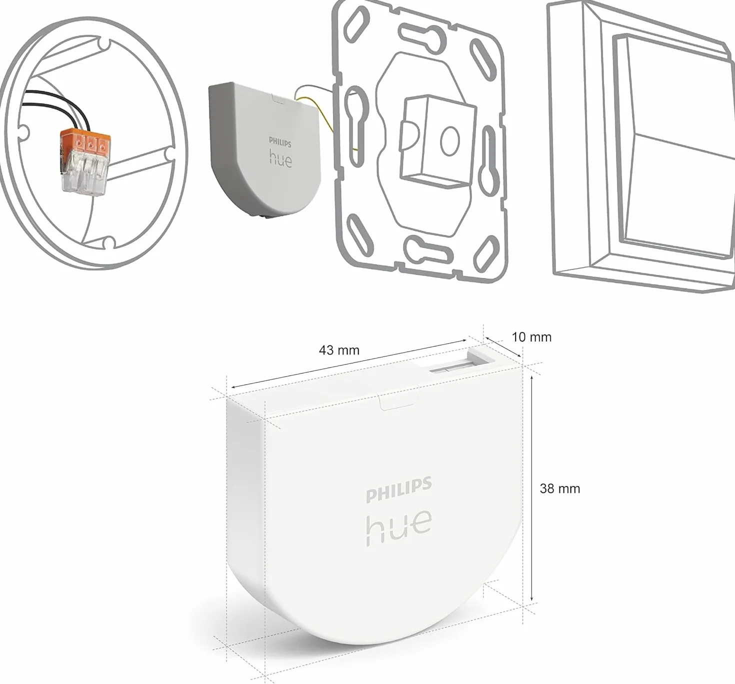 Philips Hue Wall Switch Module (2 szt.) Inteligentny moduł włącznika ściennego, wygodne sterowanie, więcej możliwości inteligentnego oświetlenia