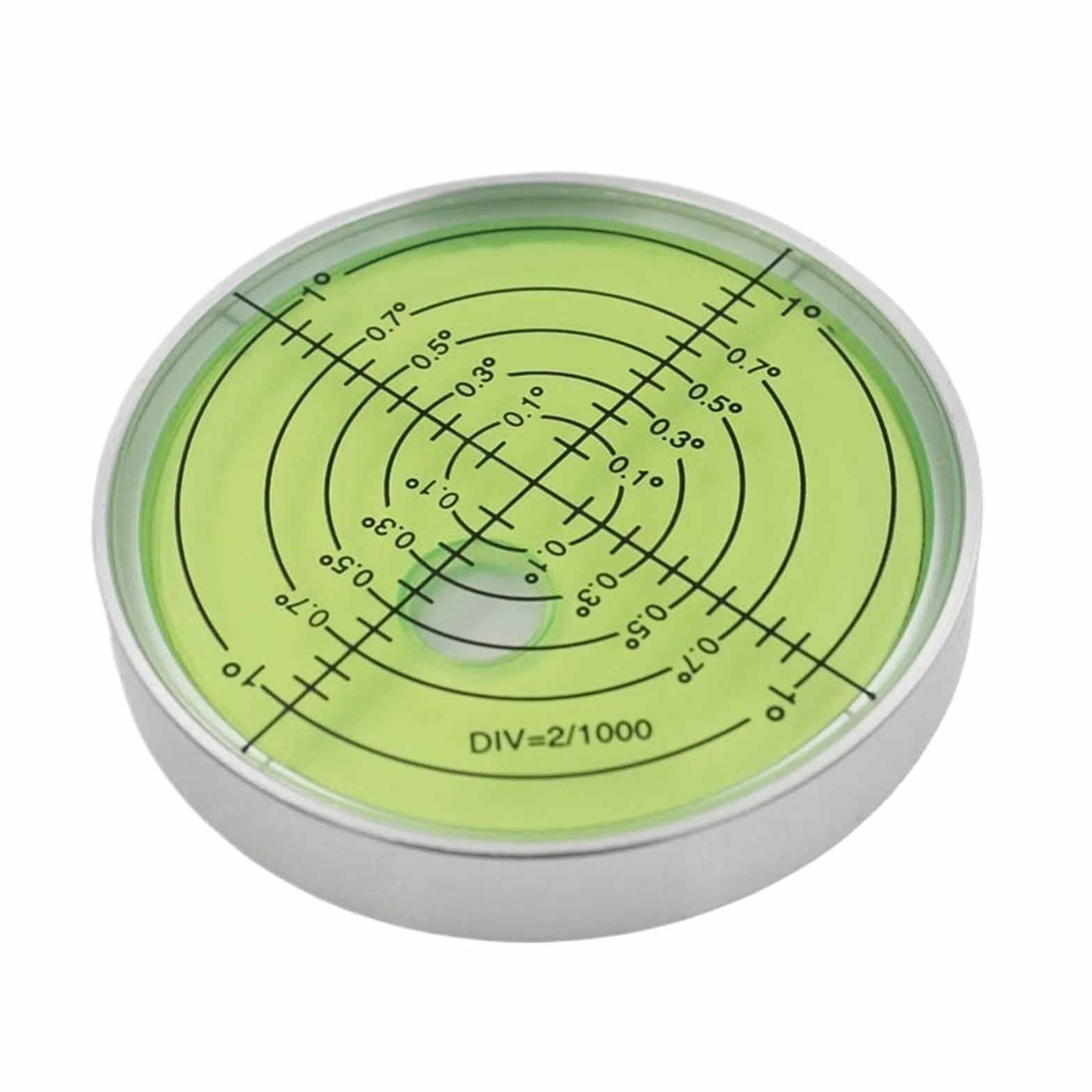 1 szt. duża okrągła okrągła bańka poziomica z magnetyczną białą skorupą zielona ciecz średnica 60 mm wysokość 10 mm (z magnesem)