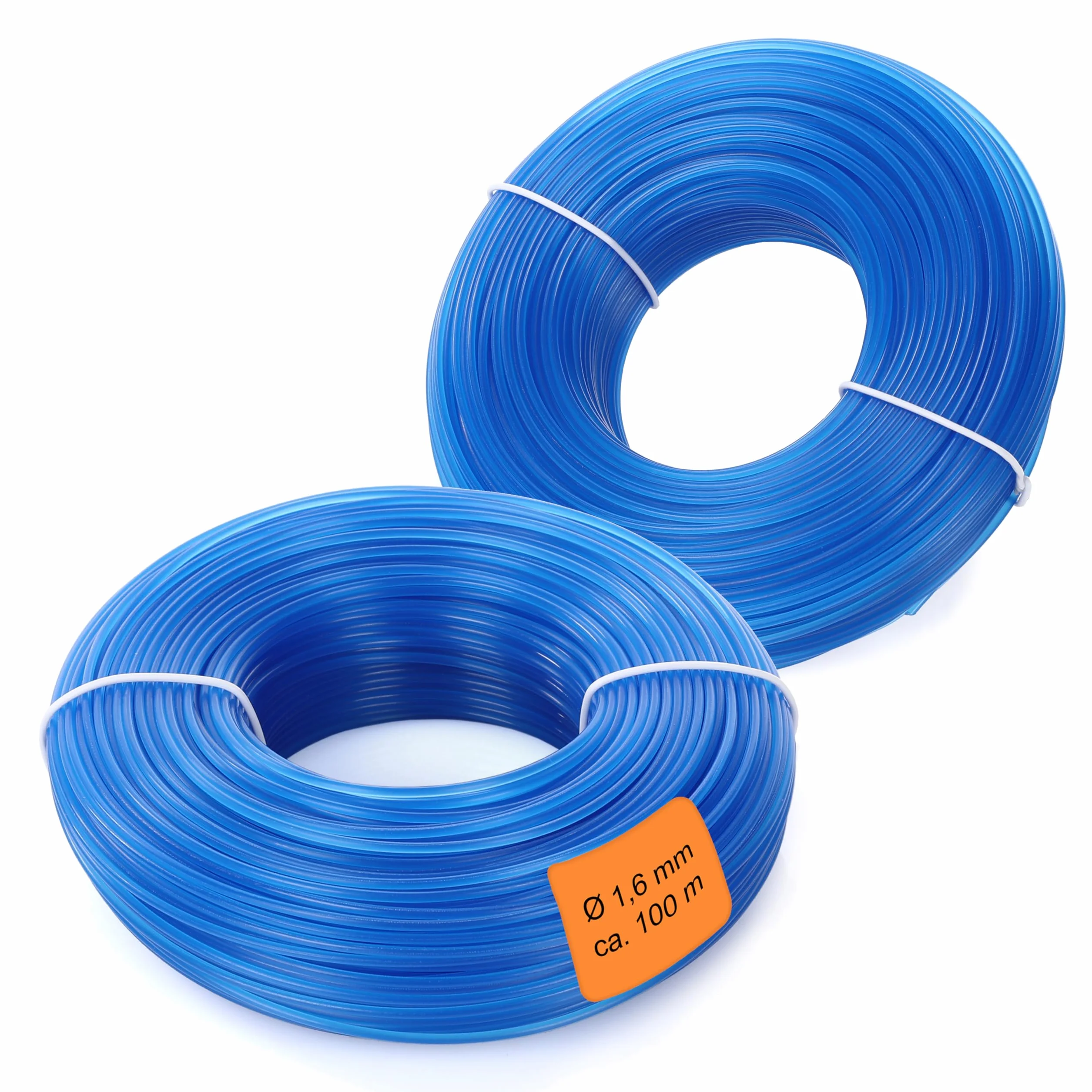 Nylonowa żyłka do podkaszarki, zestaw 2 sztuk, do podkaszarki i podkaszarki, nadaje się do przycinania trawnika, krawędzi trawnika i chwastów, niebieska, 1,6 mm x 100 m