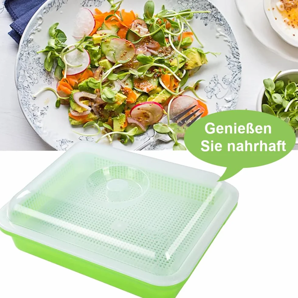 Voarge 6 sztuk miseczek na kiełki 32x26 cm z pokrywką do kiełkowania nasion