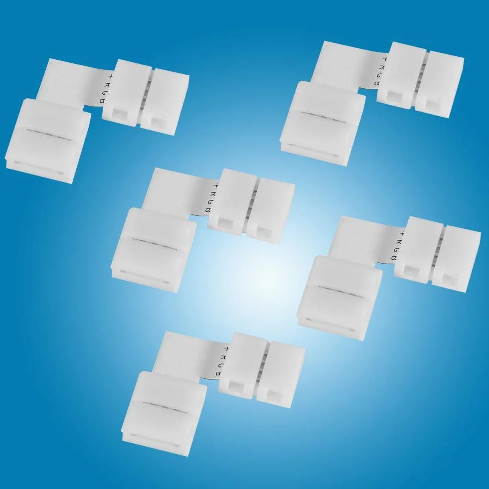 Fdit 5 szt. w kształcie litery L 4 piny 10 mm bez lutowania złącza narożne adaptery do taśm LED RGB 5050 RGB bez lutowania taśma świetlna LED 90 stopni złącza narożne