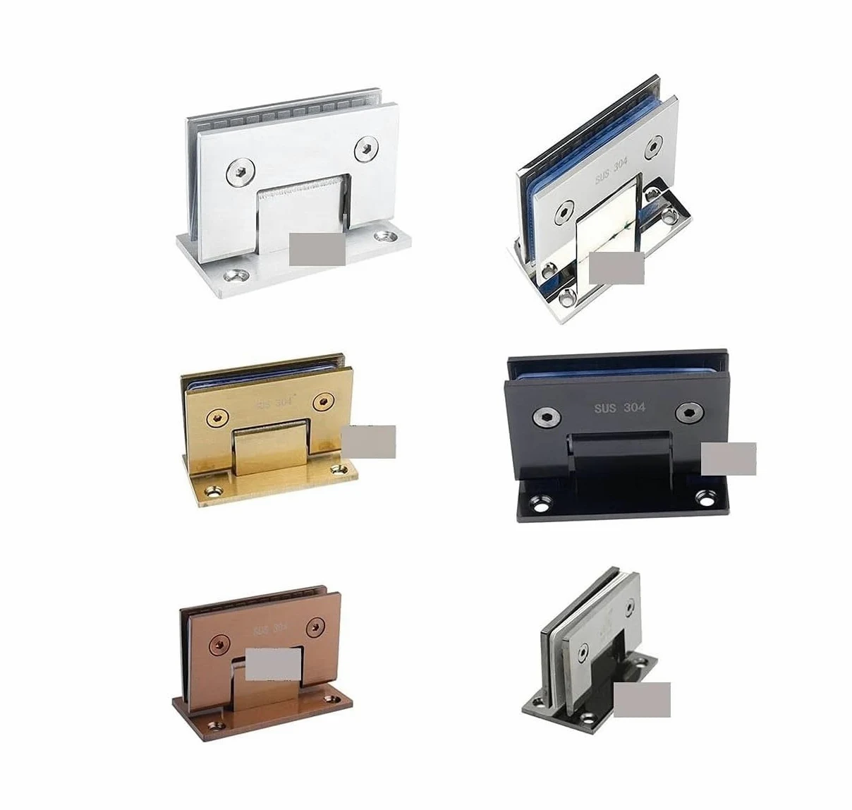 2 szt. Zawiasy do szklanych drzwi bezramowych 180 stopni ze stali nierdzewnej(Brushed Steel)