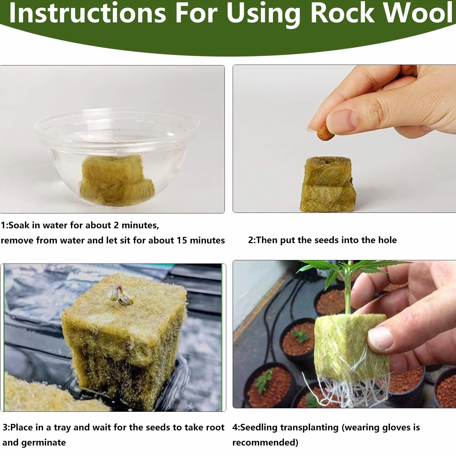WANYI 50 szt. Kostki wełny skalnej Rockwool Grow Cube do rozmnażania roślin