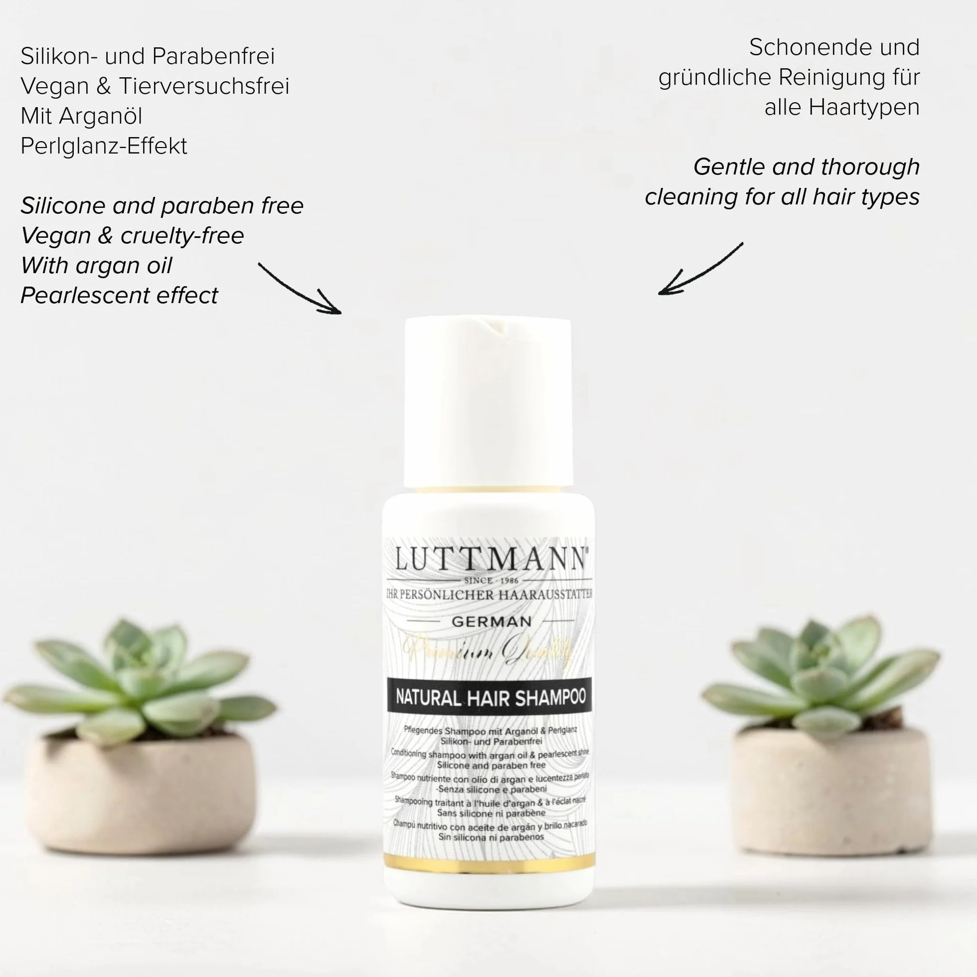 Natural Hair Travelset – szampon, balsam i dwa w jednym sprayu, każdy po 50 ml – zestaw podróżny do pielęgnacji prawdziwych włosów, przedłużek, tresek i własnych włosów