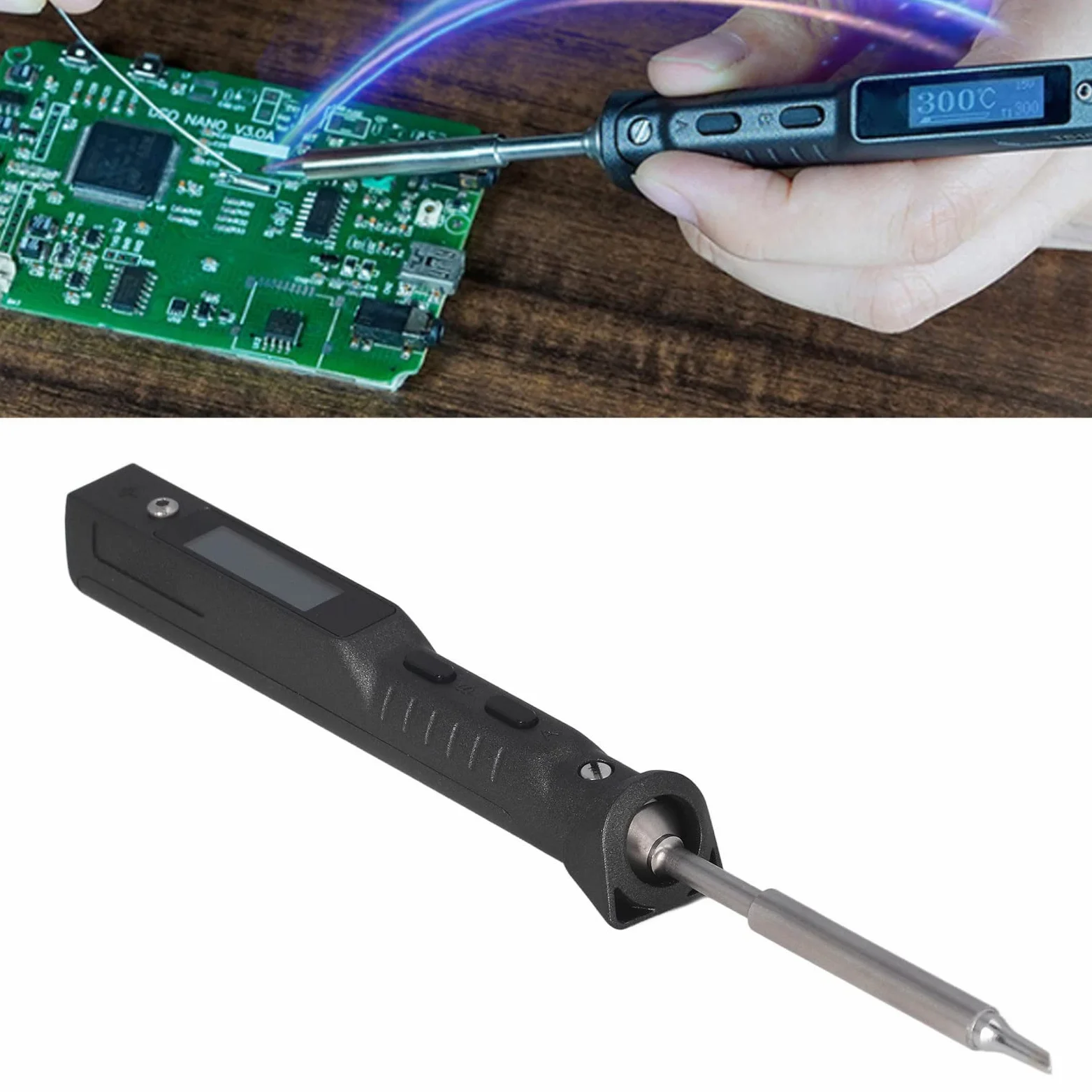 Elektrisches L?tset, Mini przenośny cyfrowy elektryczny L?tkolben L?tset, Ts100 DC 12V-24V 65 Watt L?tkolbenspitze
