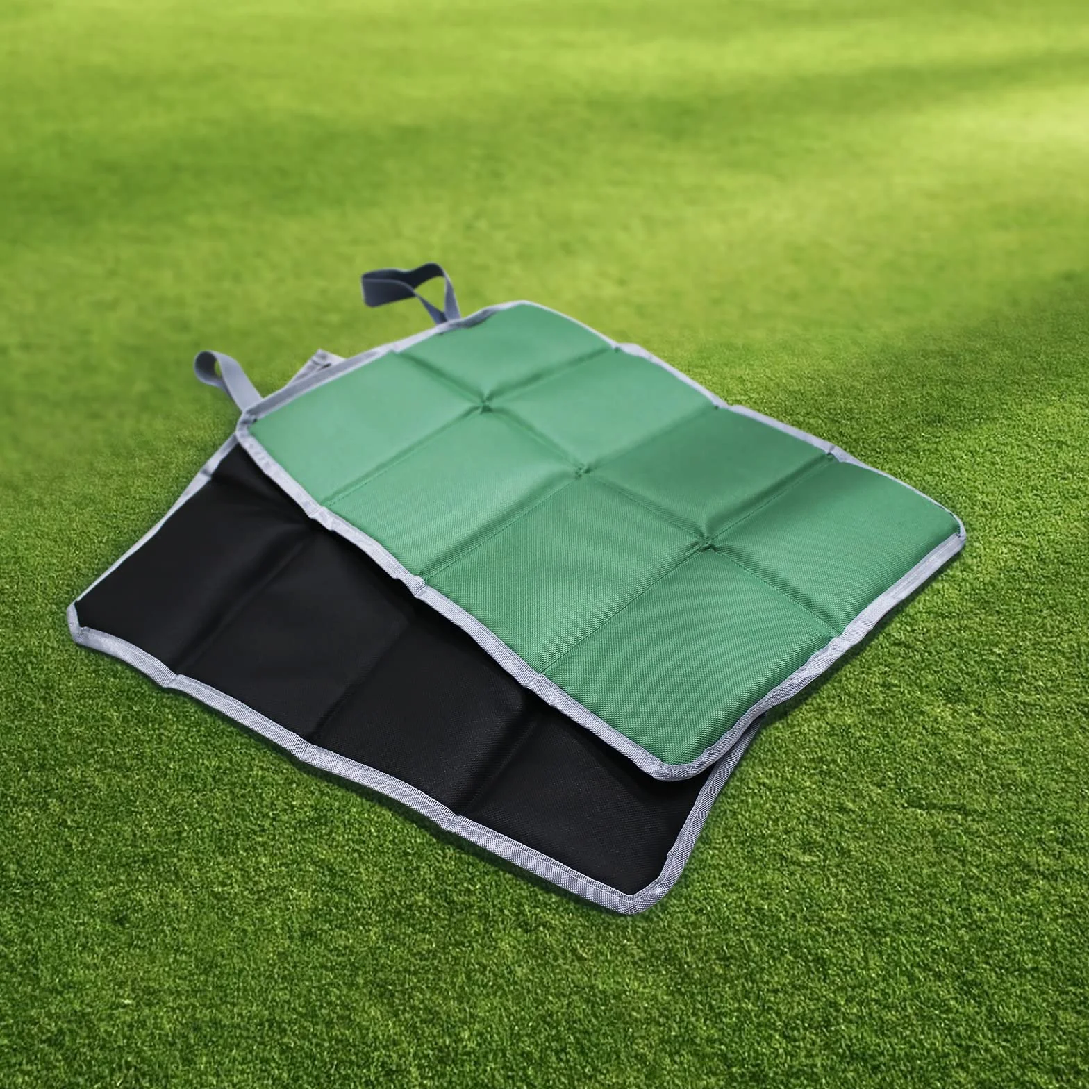 2 szt. Thermo Outdoor Seat Pad Składana mata siedziska Wodoodporna poduszka siedziska z 2 torbami do noszenia na piknik na świeżym powietrzu i kemping (czarny/zielony)