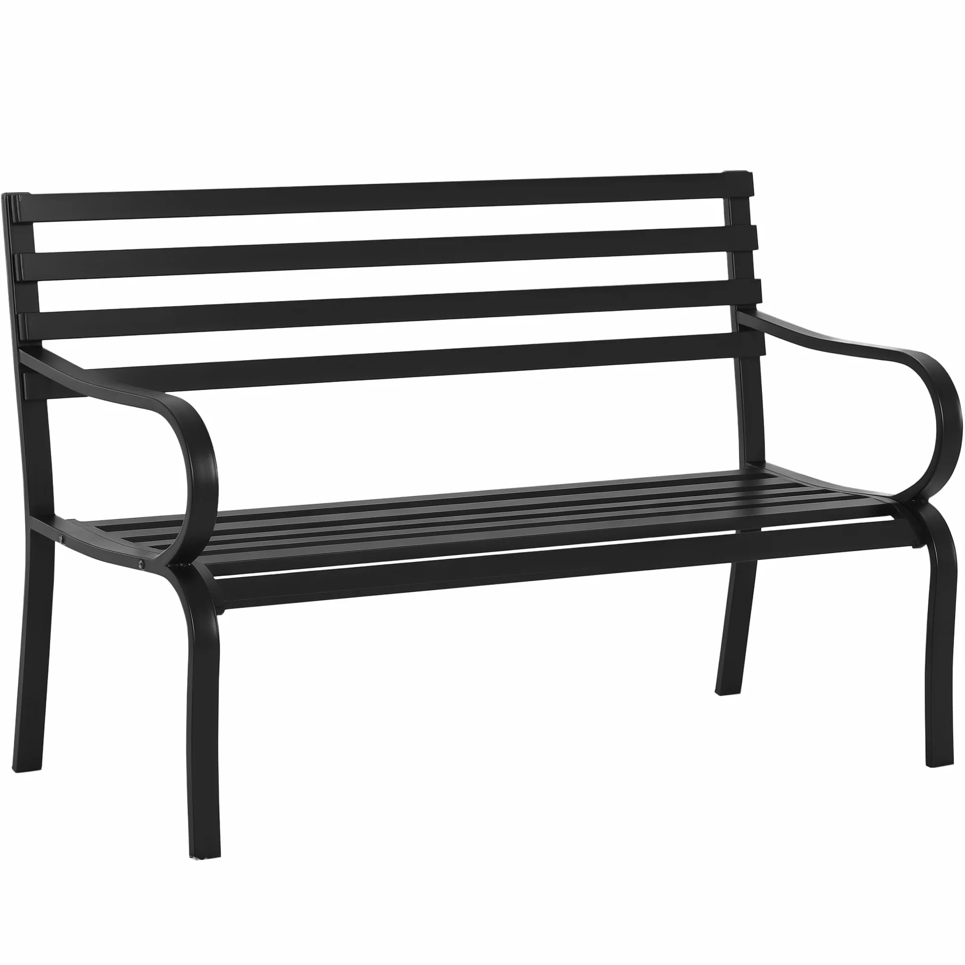Outsunny Ławka ogrodowa metalowa 2-osobowa czarna