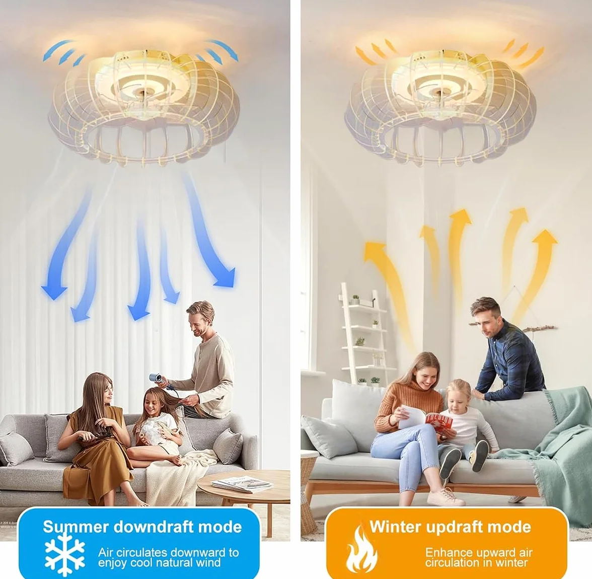 Cichy wentylator sufitowy RGB z oświetleniem LED, lampa sufitowa z wentylatorem i pilotem zdalnego sterowania, ściemniana, lampa do pokoju dziecięcego z głośnikiem Bluetooth, muzyka, lampa sufitowa